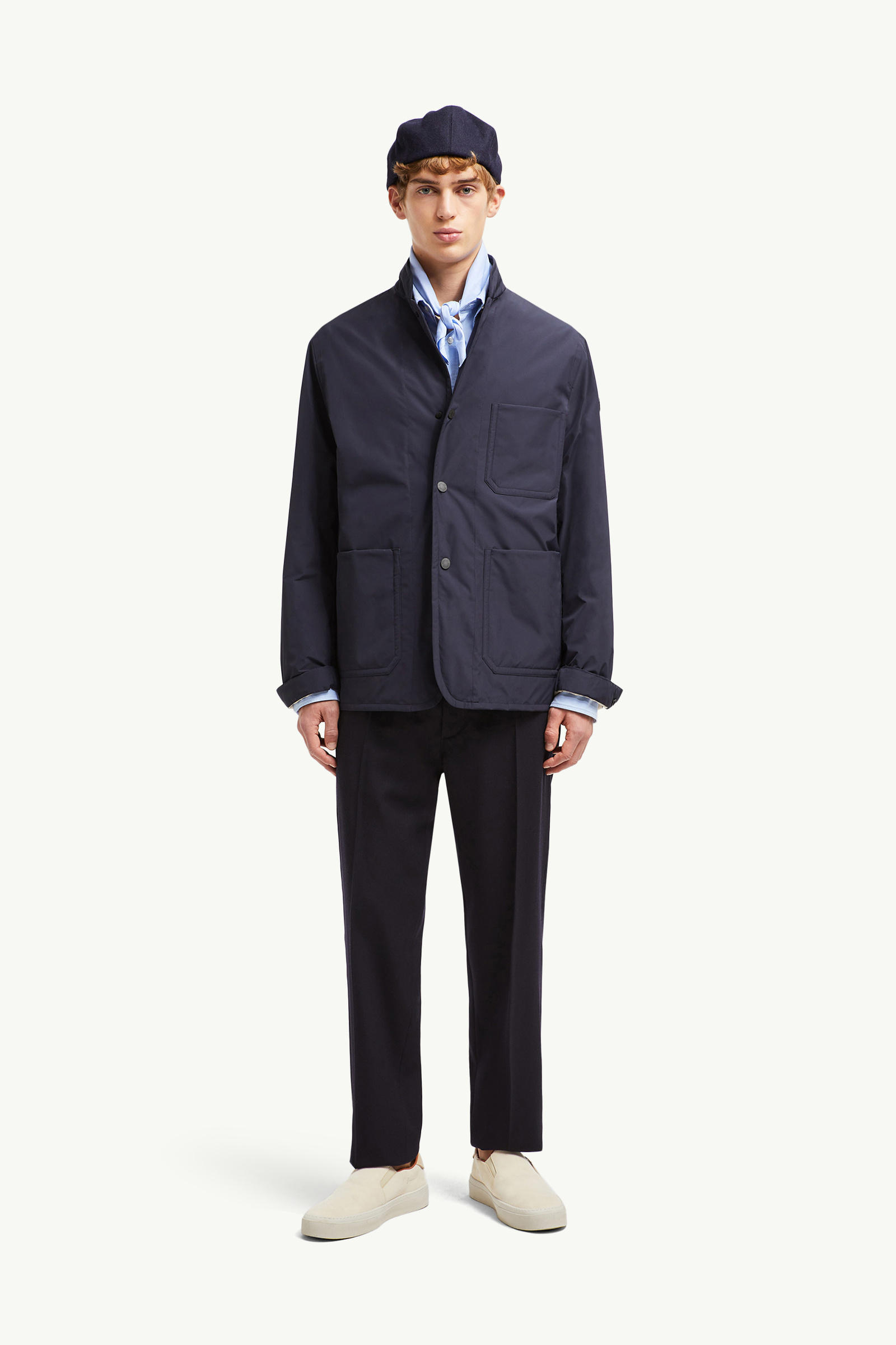 Monges Down Shirt Jacket Men Navy Blue Moncler 0