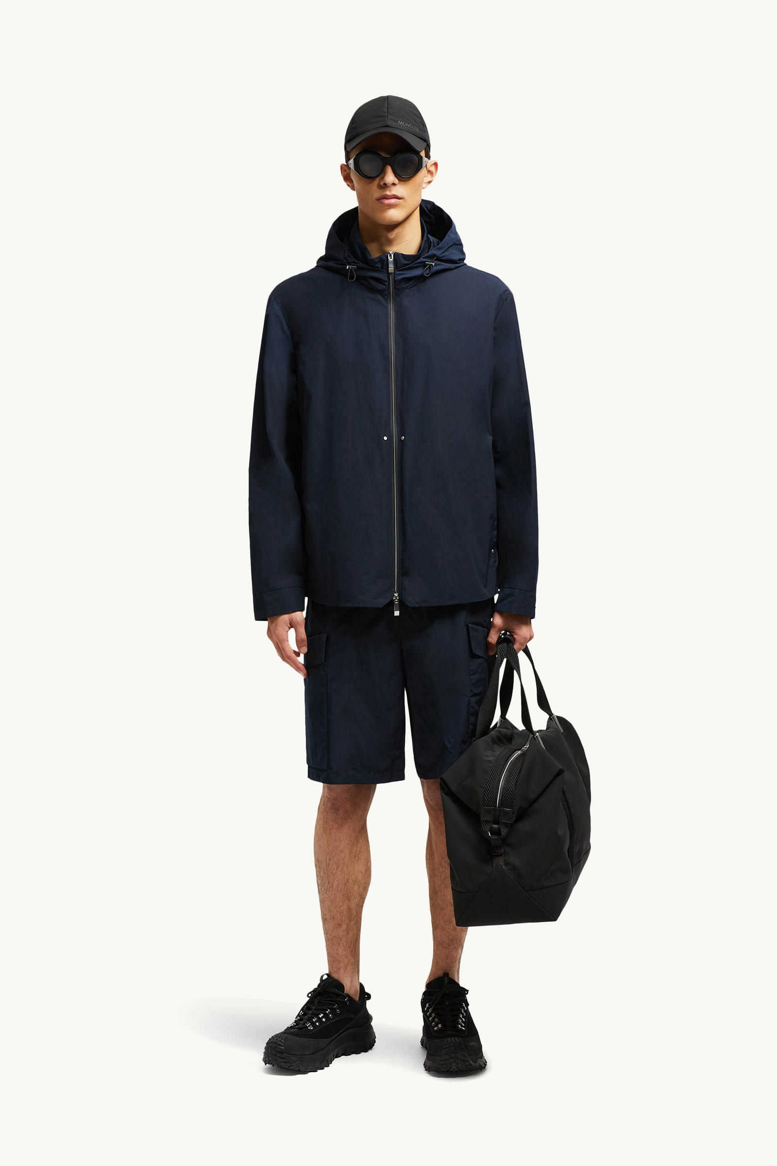 Lacha Hooded Windbreaker Men Navy Blue Moncler 3