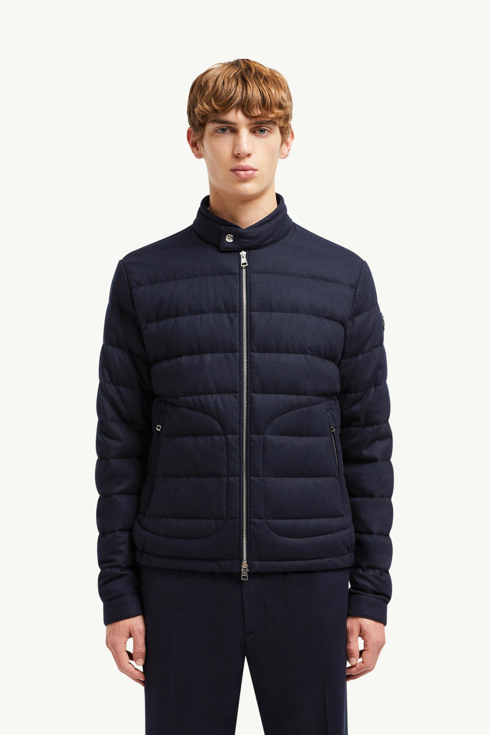 Acorus Cashmere Short Down Jacket Men Navy Blue Moncler 3