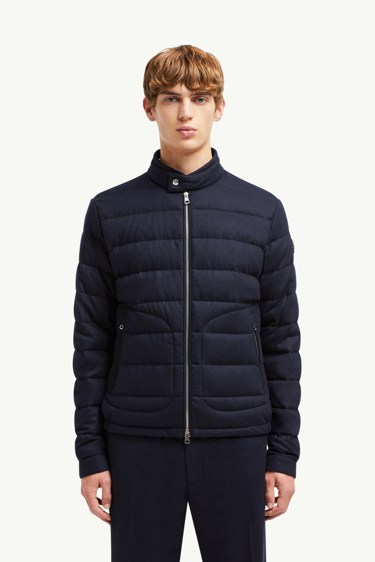 Acorus Cashmere Short Down Jacket Men Navy Blue Moncler 3