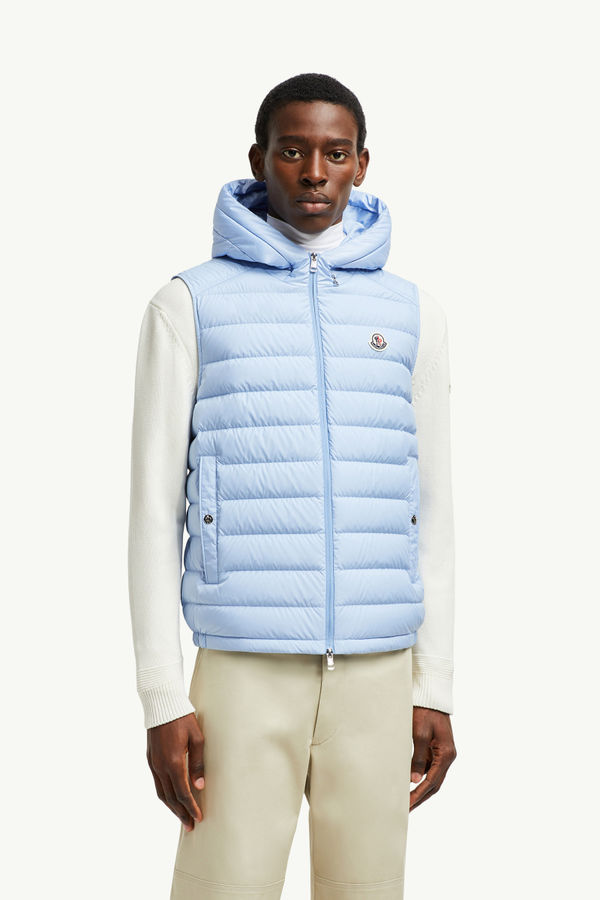 Bourget Hooded Down Gilet Men Light Blue Moncler 3