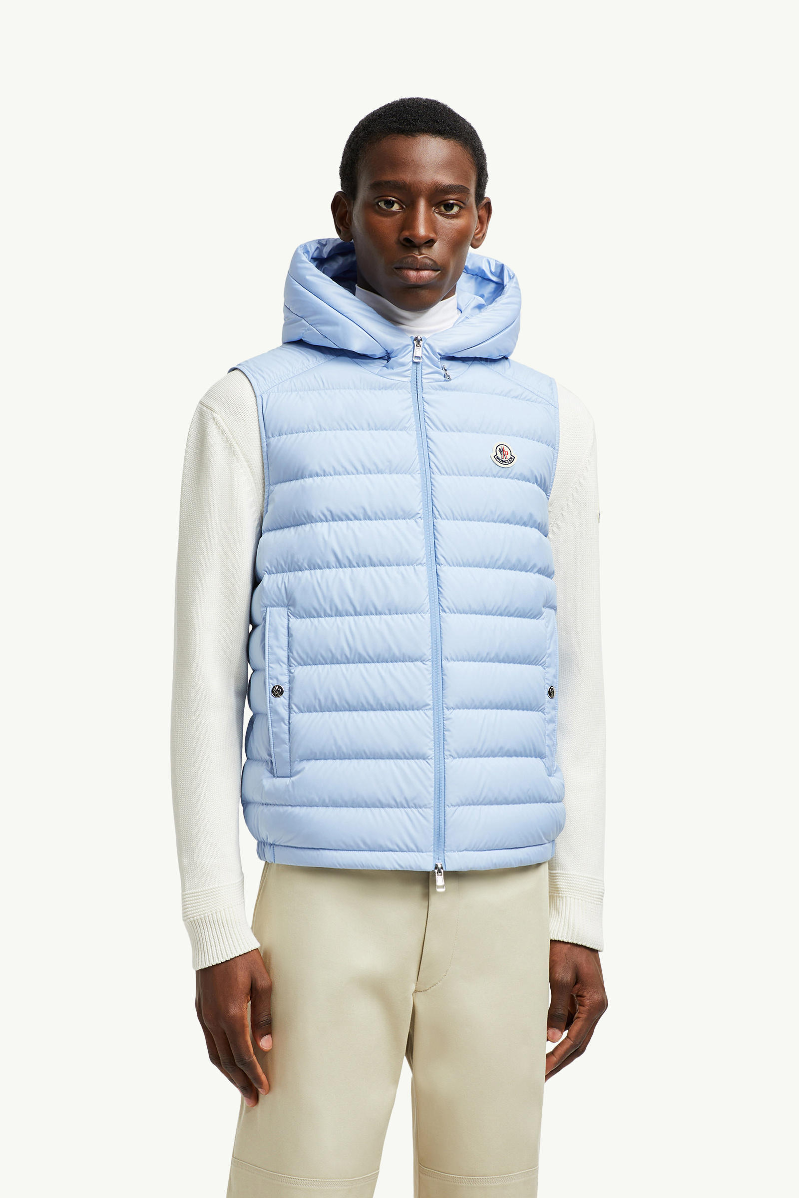 Doudoune sans manches Bourget à capuche Hommes Bleu clair Moncler 3