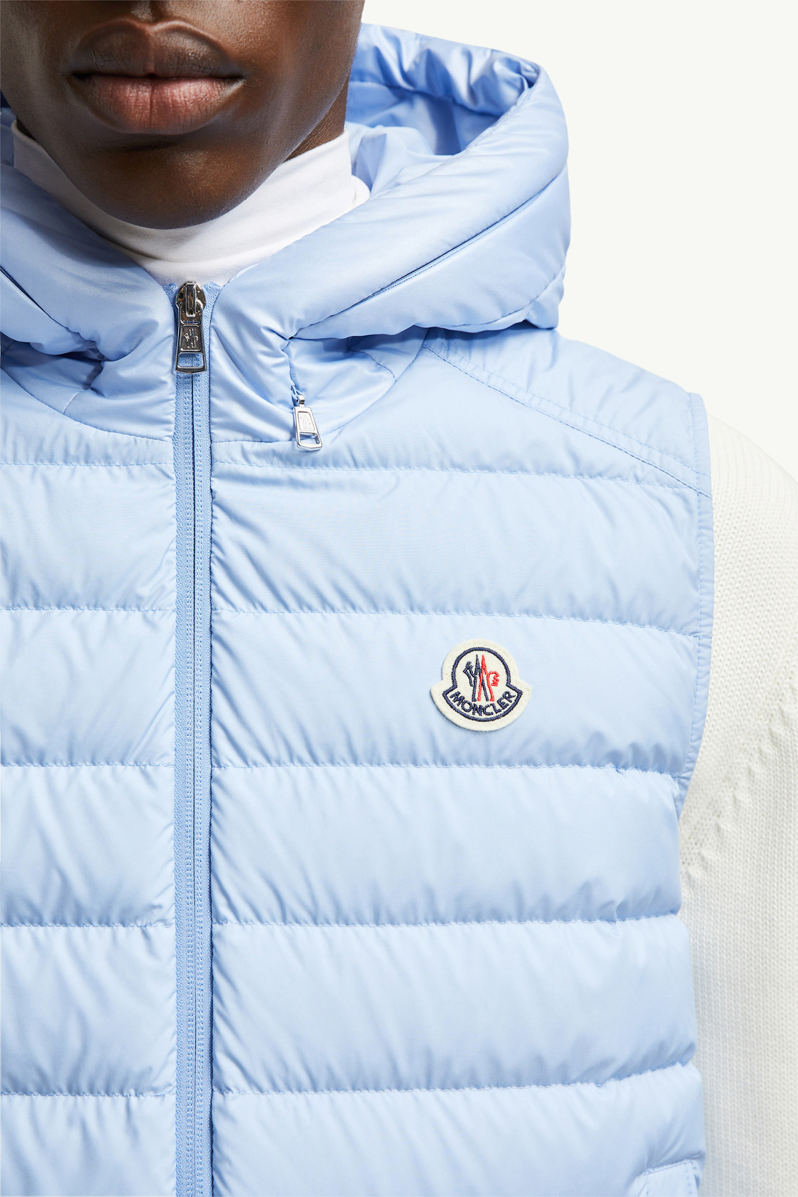Doudoune sans manches Bourget à capuche Hommes Bleu clair Moncler 7