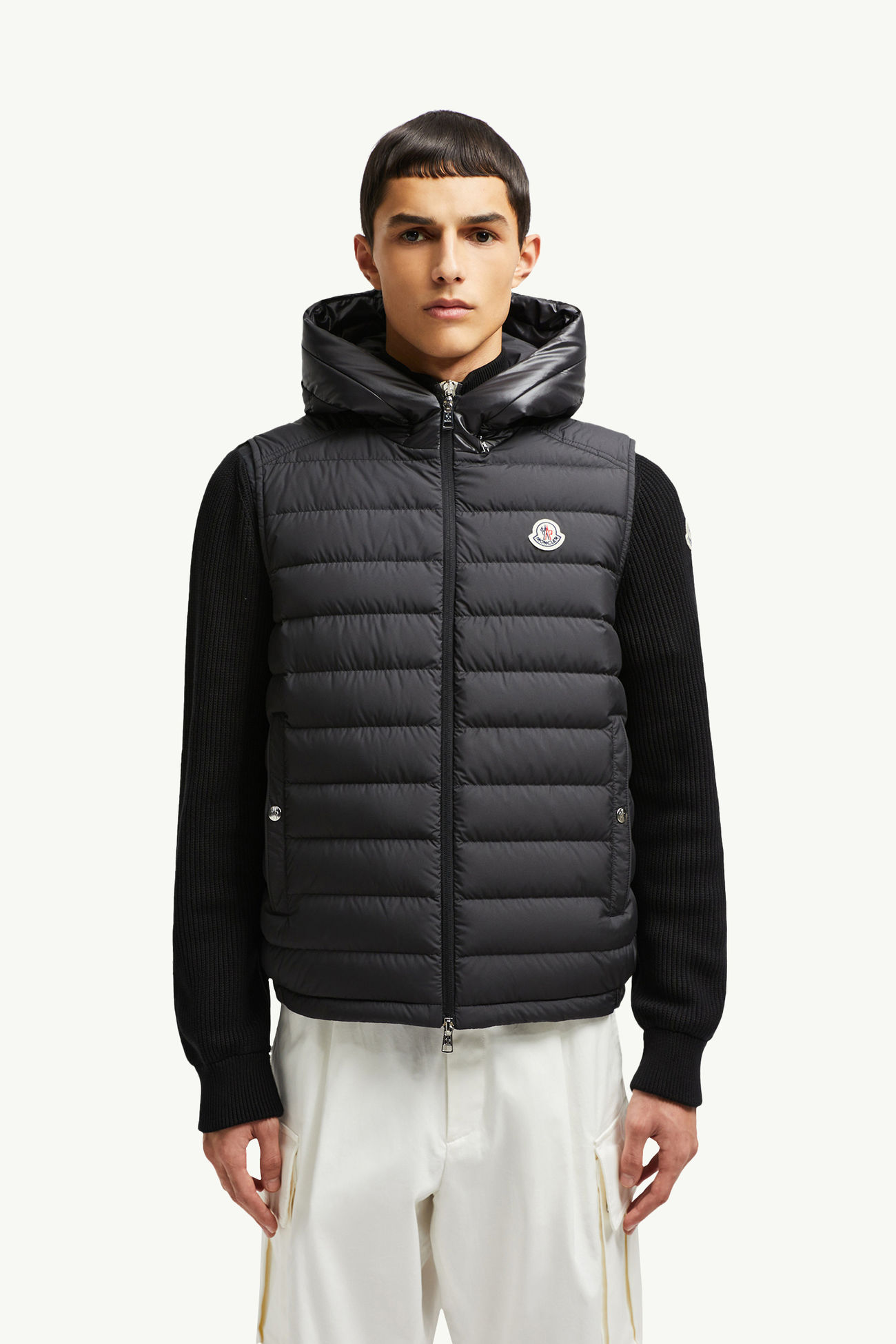 Gilet imbottito in piuma Bourget con cappuccio Uomo Nero Moncler 3