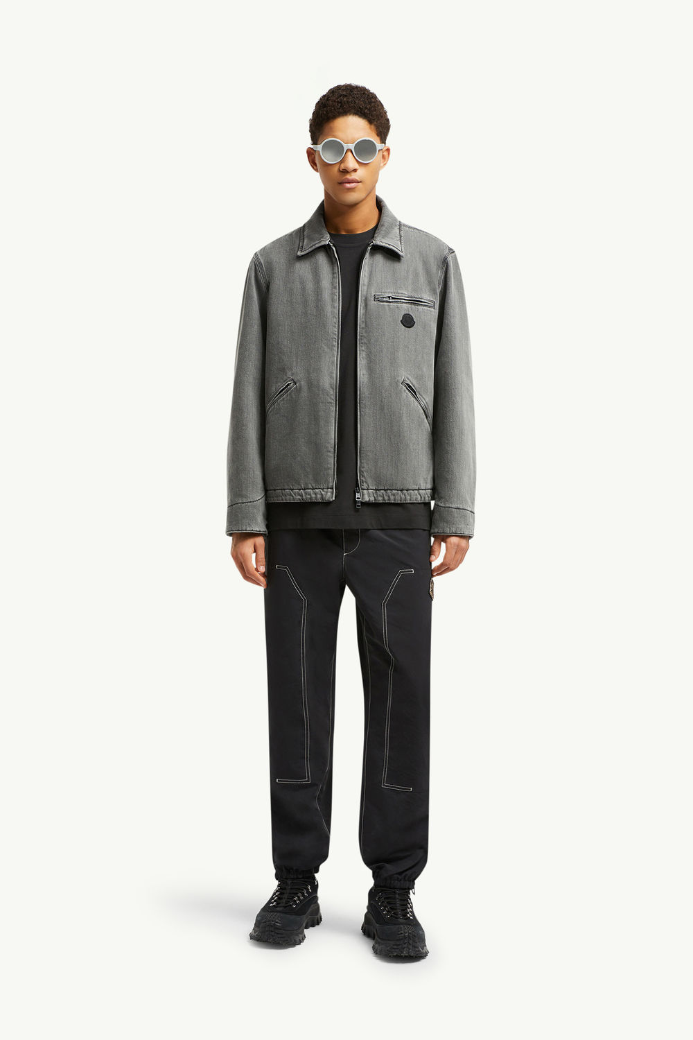 Acate Padded Denim Shirt Jacket Men Black Moncler 0