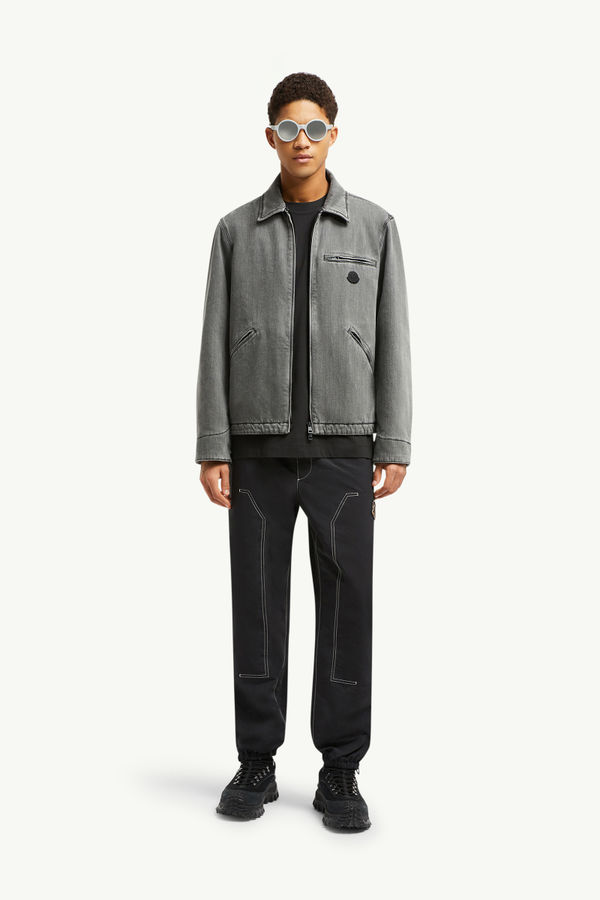 Acate Padded Denim Shirt Jacket Men Black Moncler 0