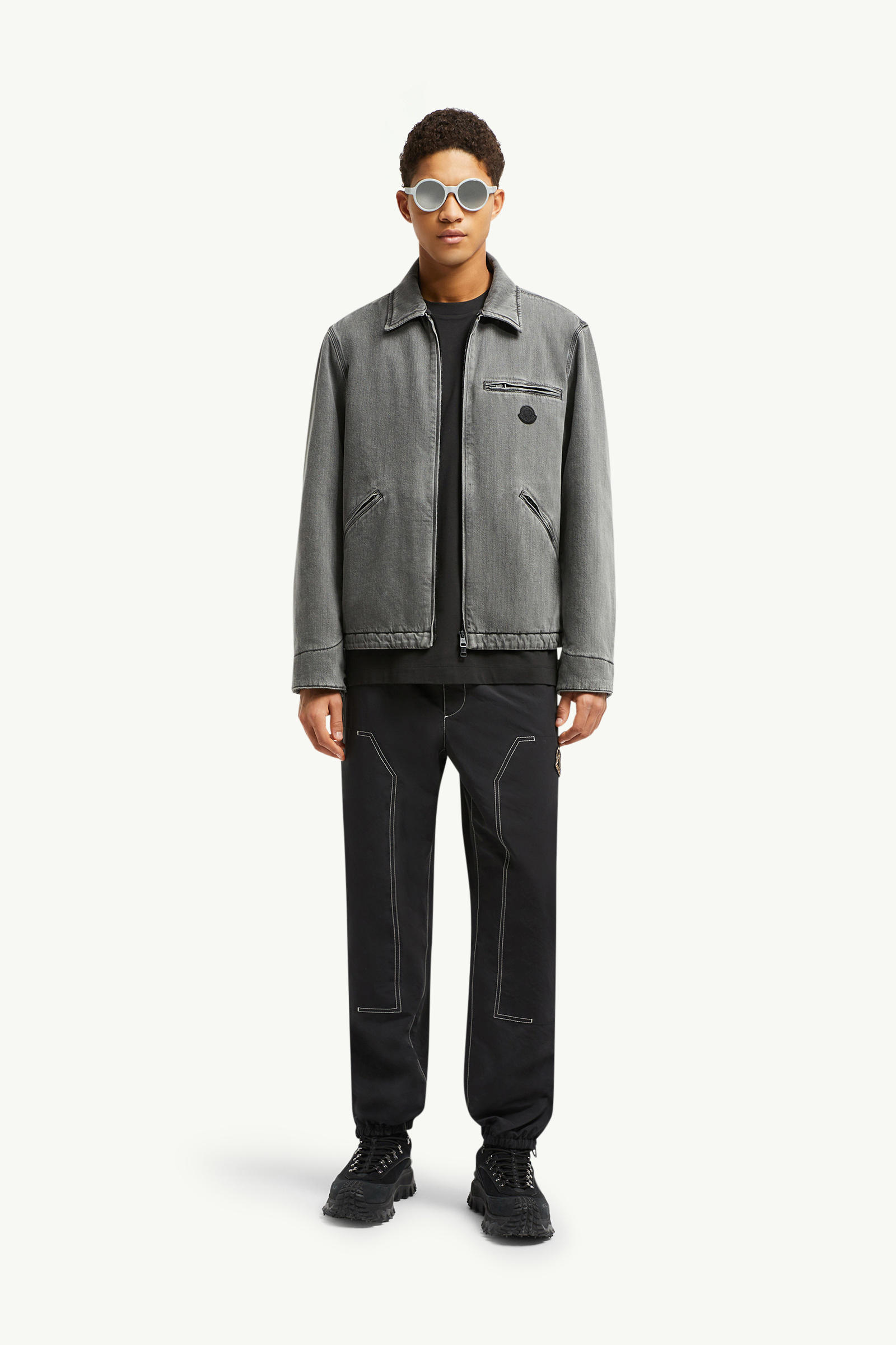 Acate Padded Denim Shirt Jacket Men Black Moncler 0