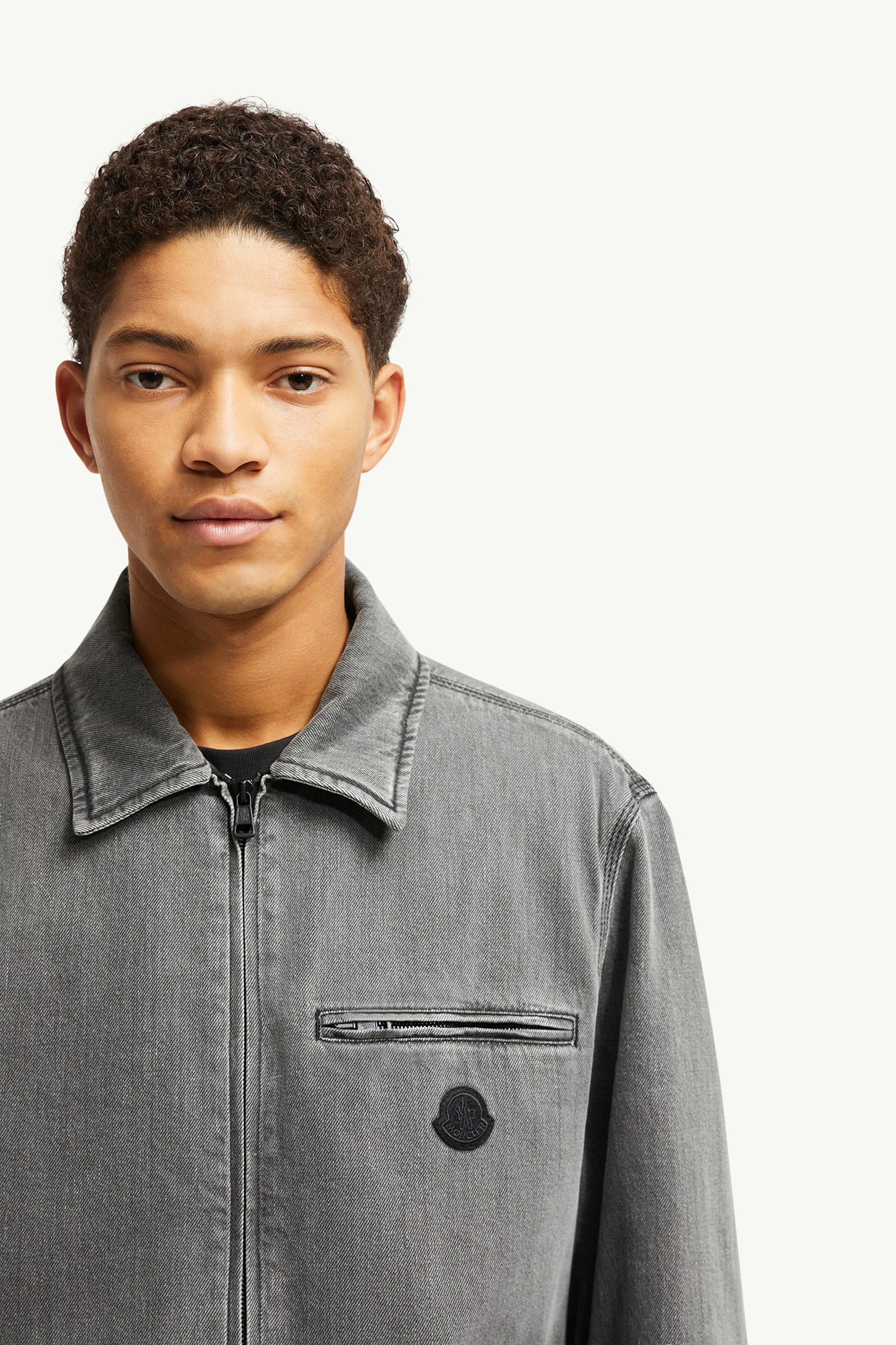 Acate Padded Denim Shirt Jacket Men Black Moncler 1