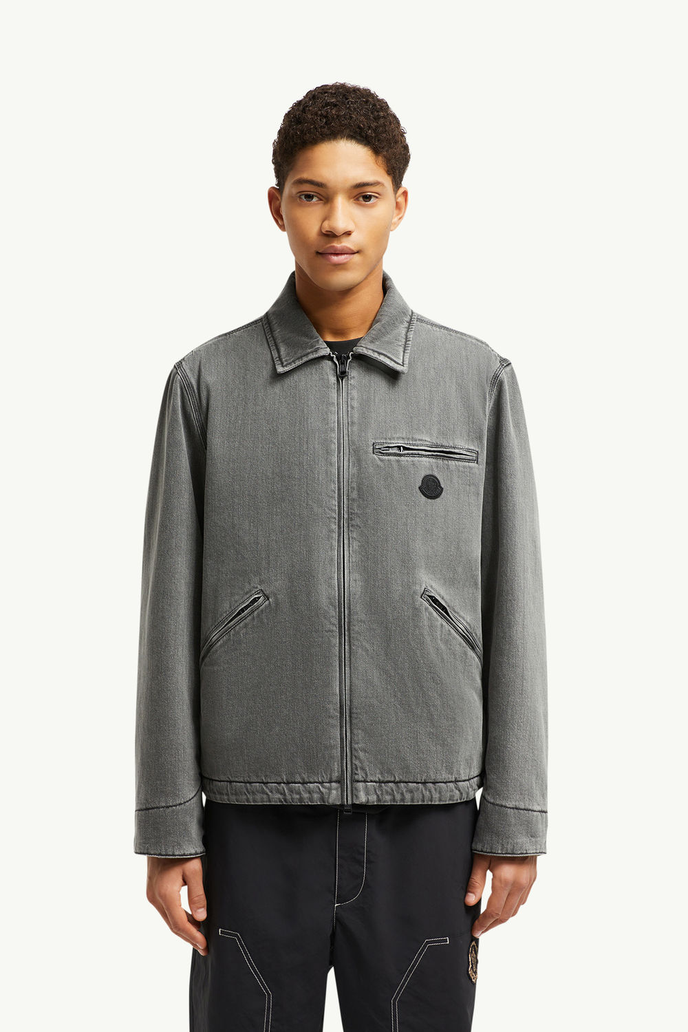 Acate Padded Denim Shirt Jacket Men Black Moncler 3