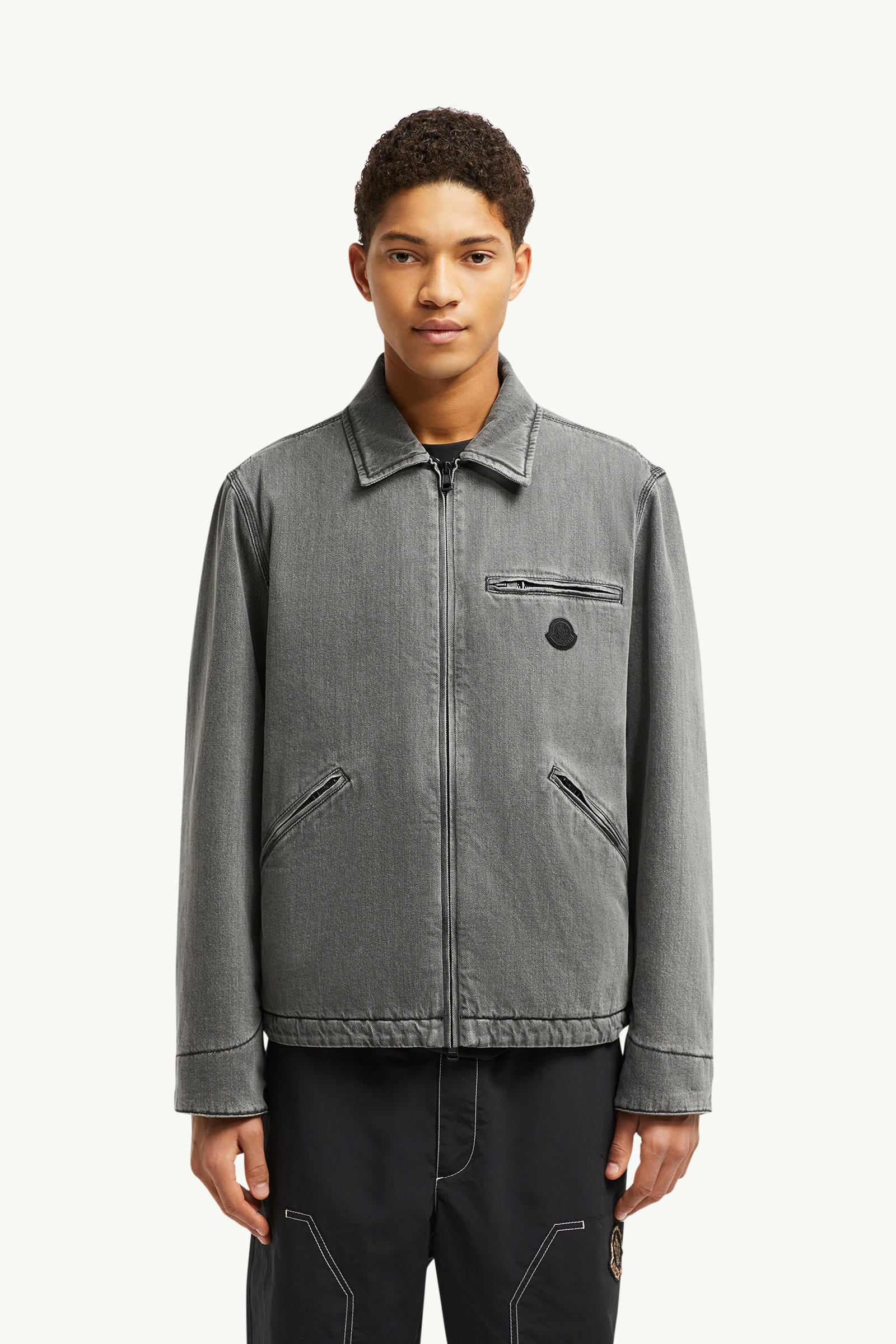 Acate Padded Denim Shirt Jacket Men Black Moncler 3