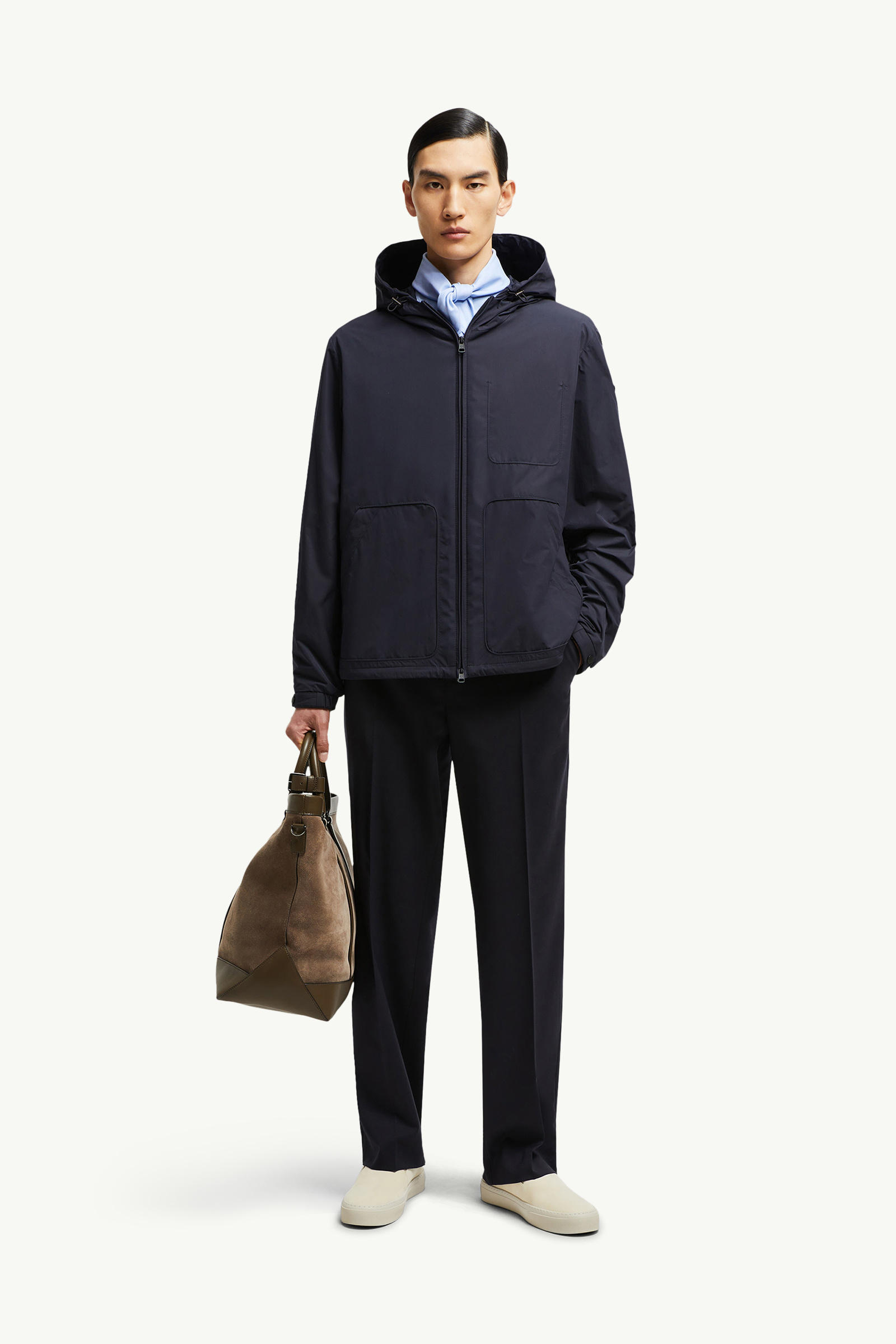 Bouisse Hooded Windbreaker Men Navy Blue Moncler 0