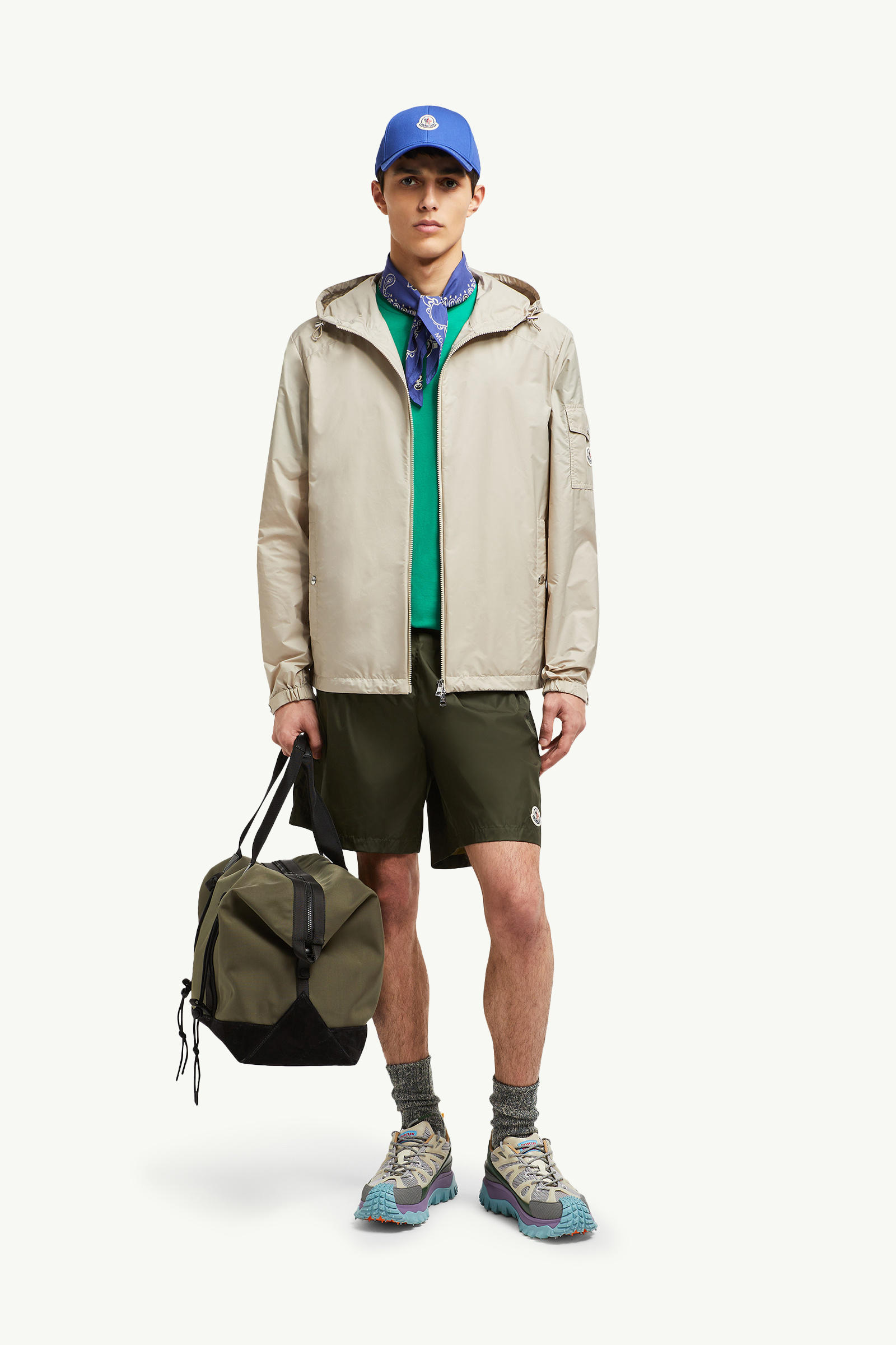 Etiache Hooded Rain Jacket Men Light Beige Moncler 0