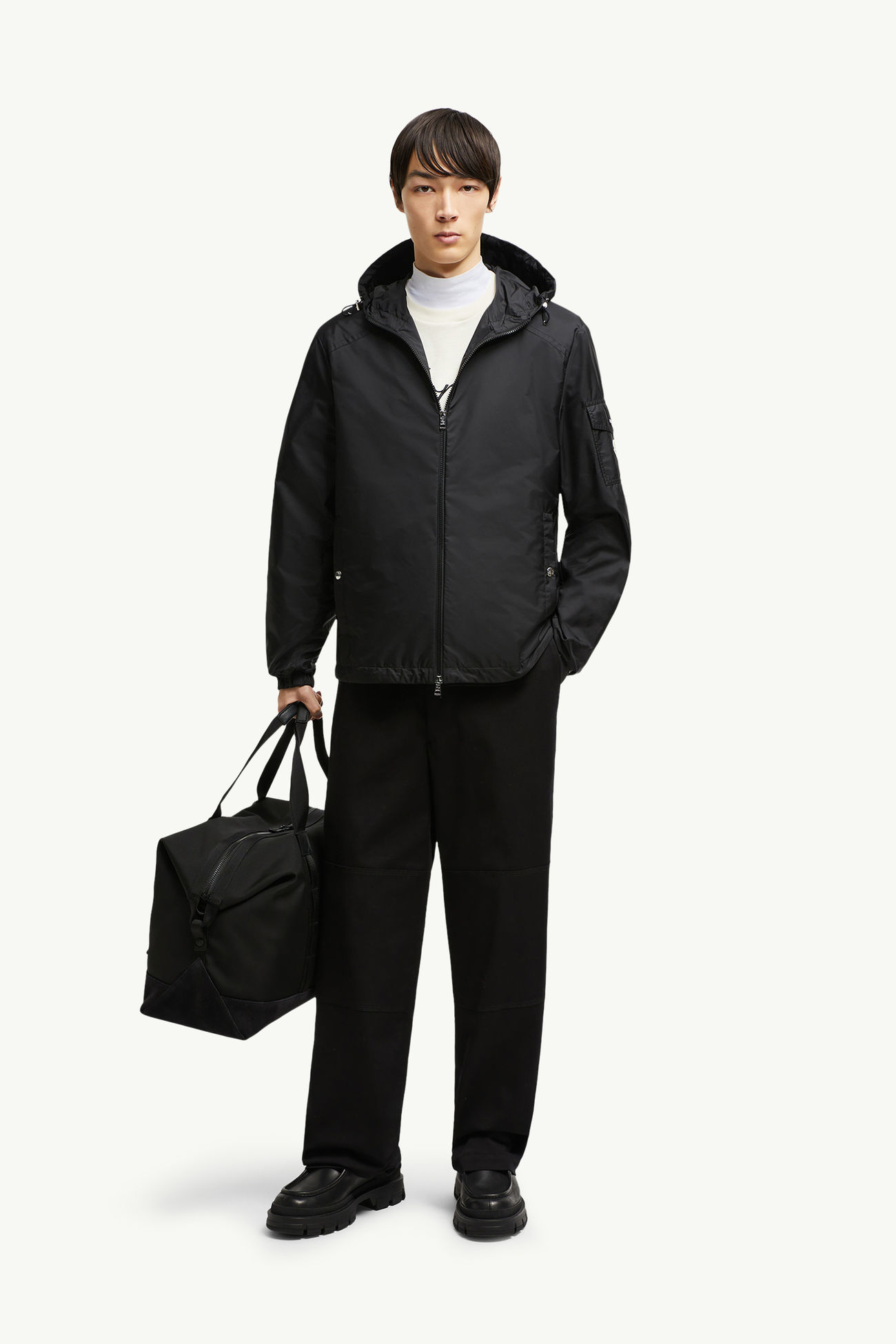 Etiache Regenjacke mit Kapuze Herren Schwarz Moncler 0