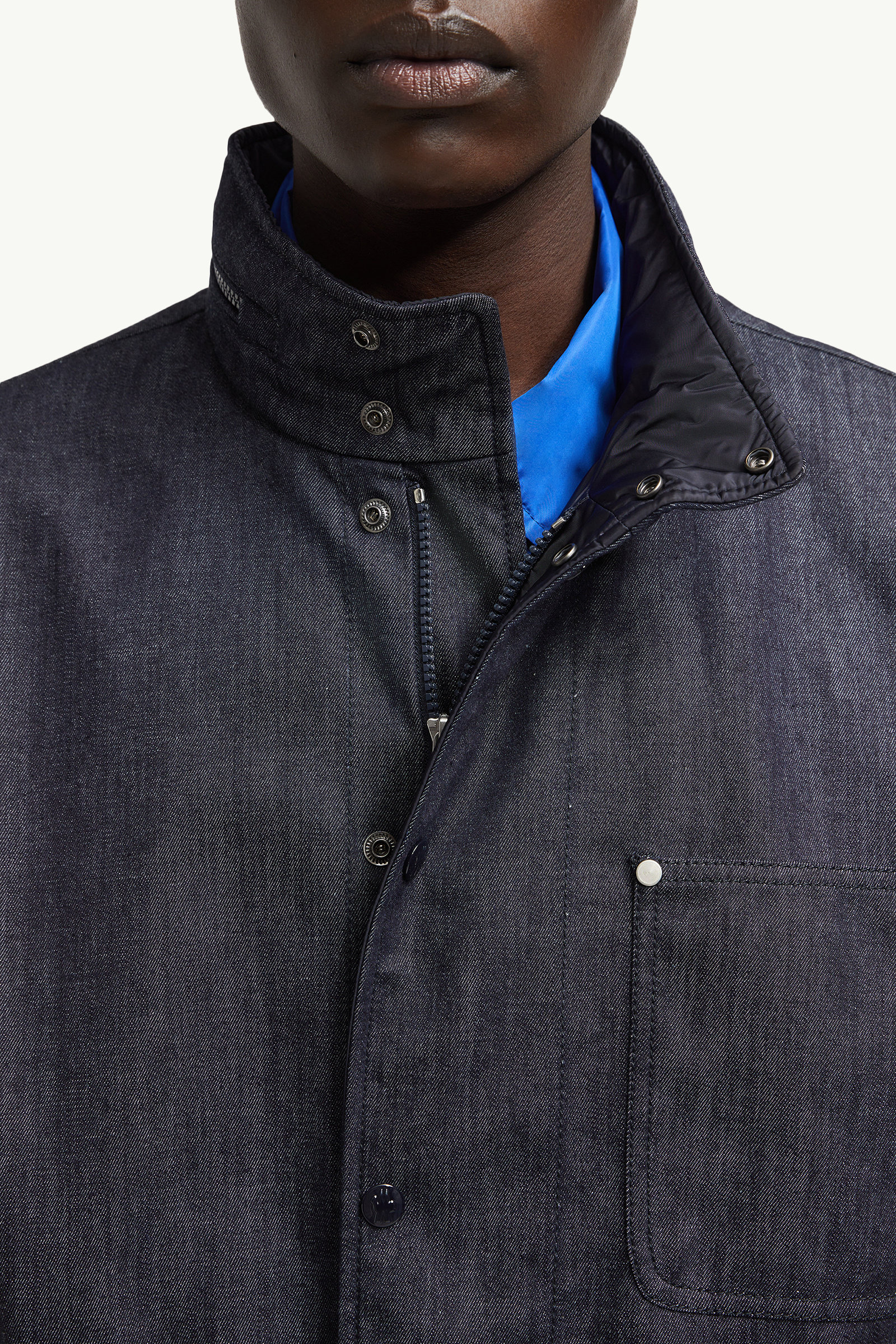 Chesery Denim Field Jacket Men Denim Blue Moncler 5