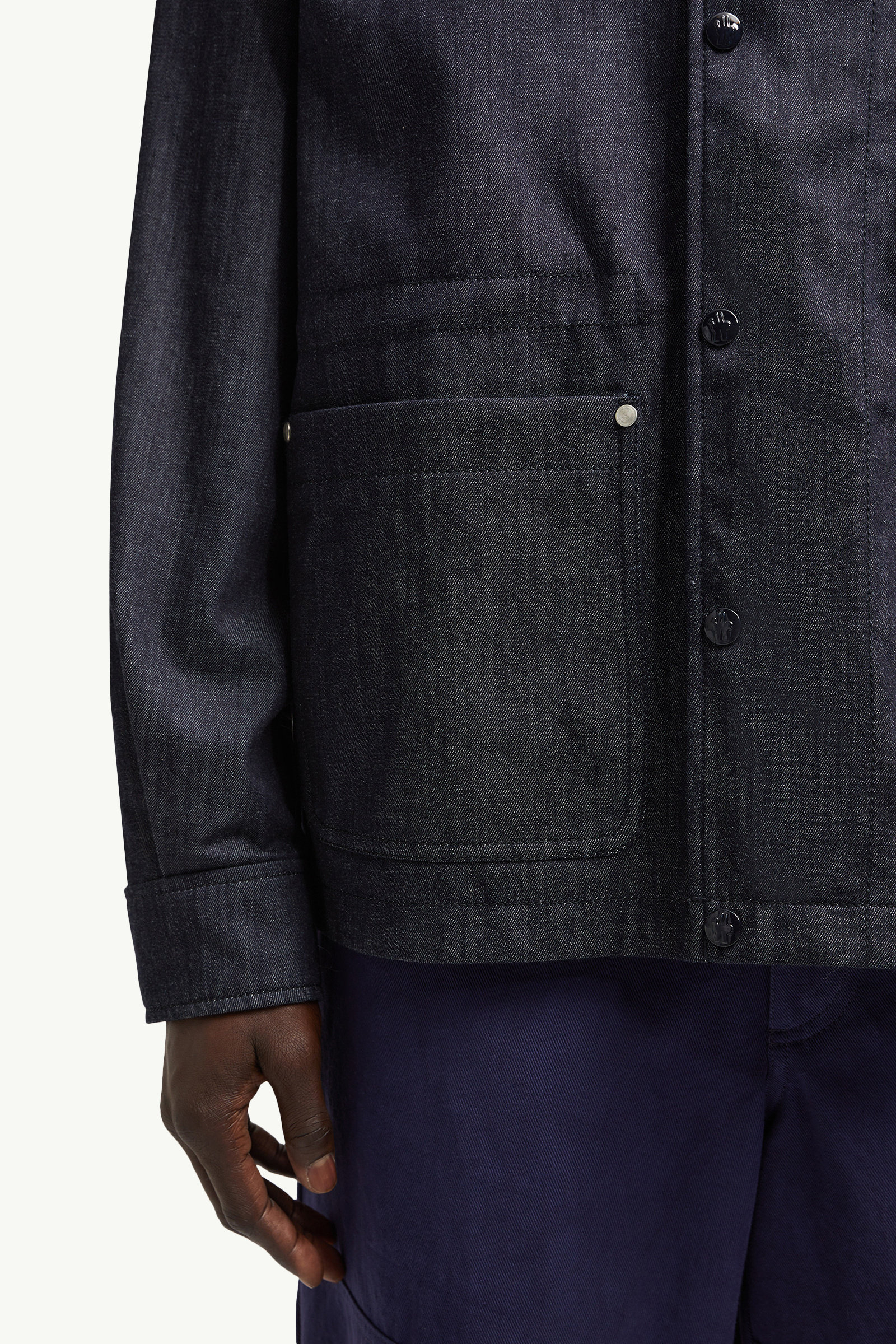 Chesery Denim Field Jacket Men Denim Blue Moncler 7