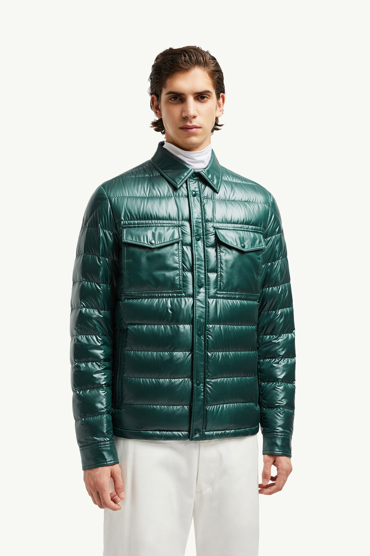 Chambly Down Shirt Jacket Men Dark Green Moncler 3
