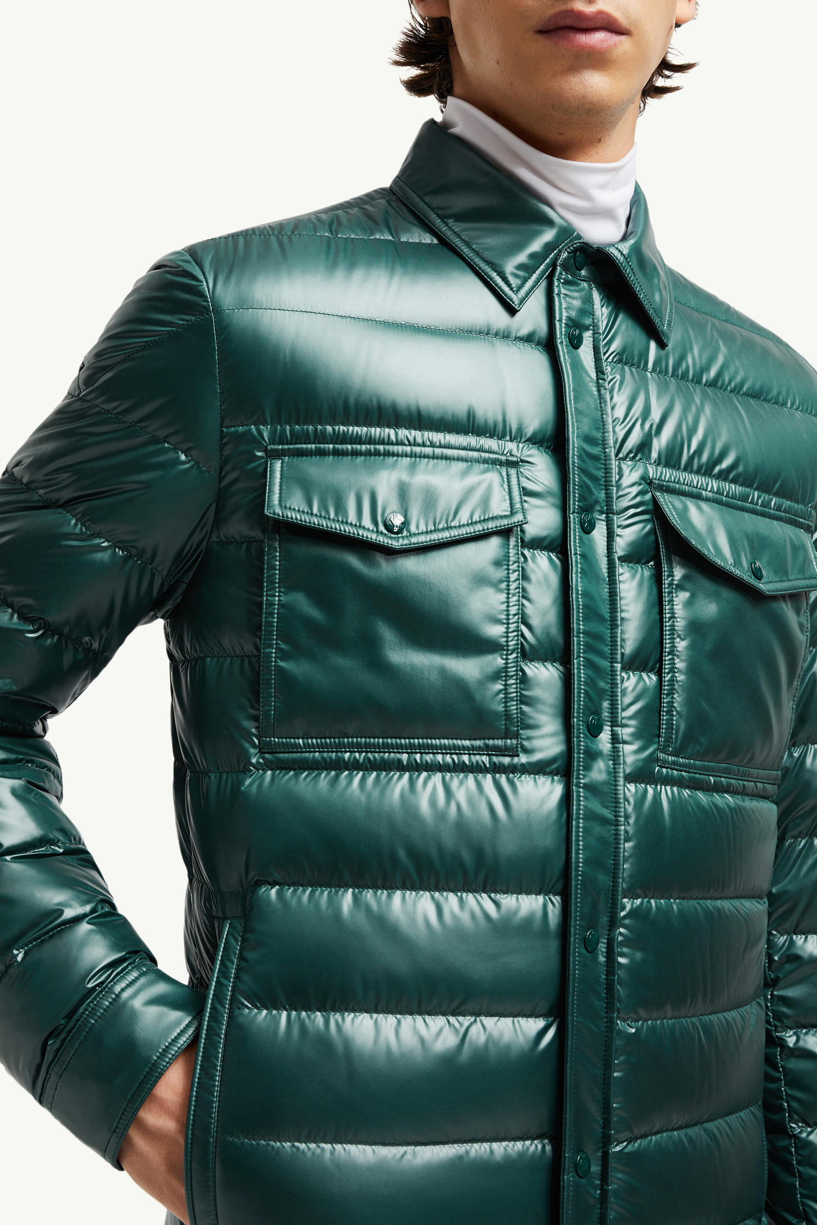 Chamblyダウンシャツジャケット メンズ ダークグリーン Moncler 5