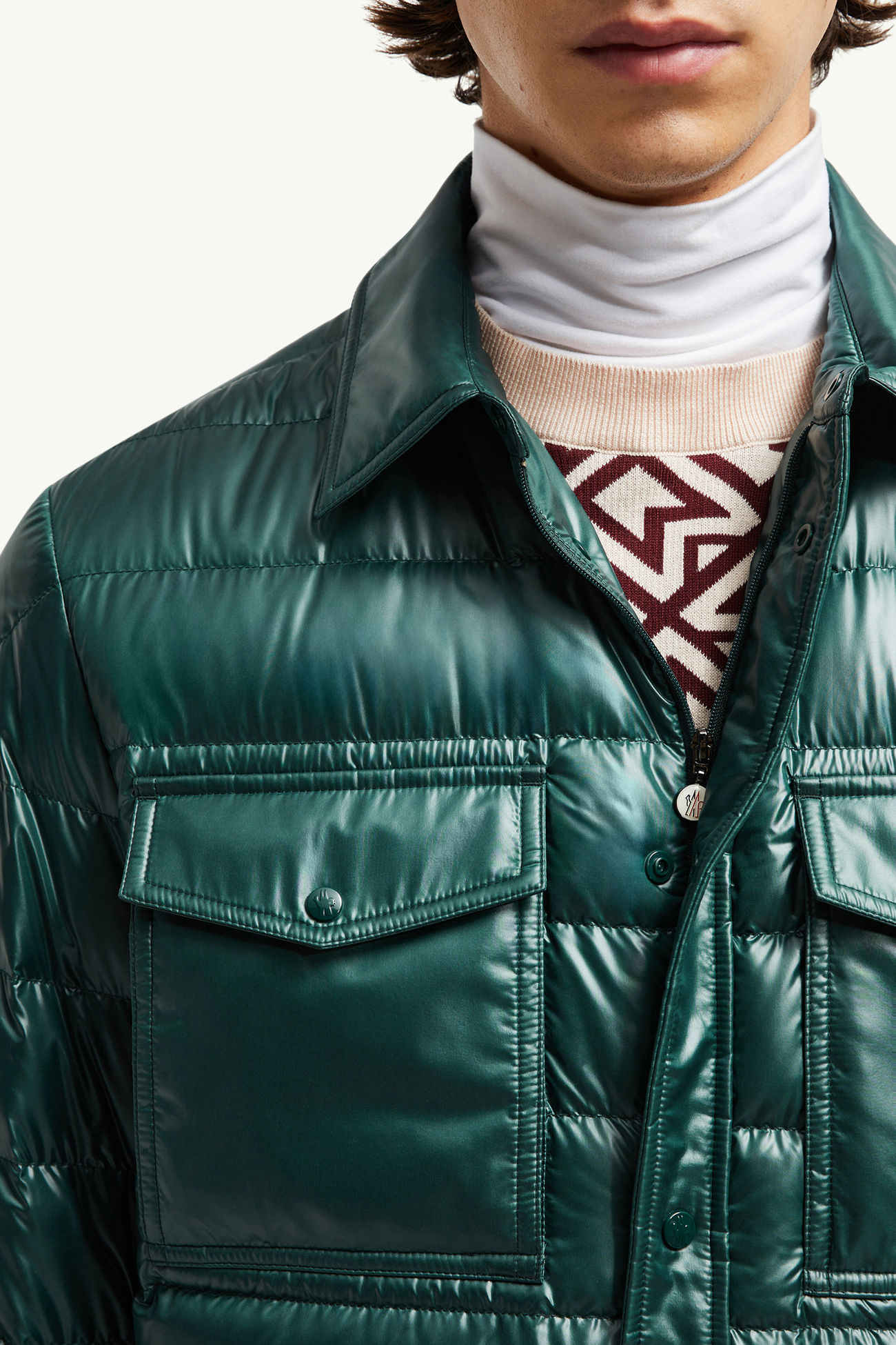 Chambly Down Shirt Jacket Men Dark Green Moncler 6