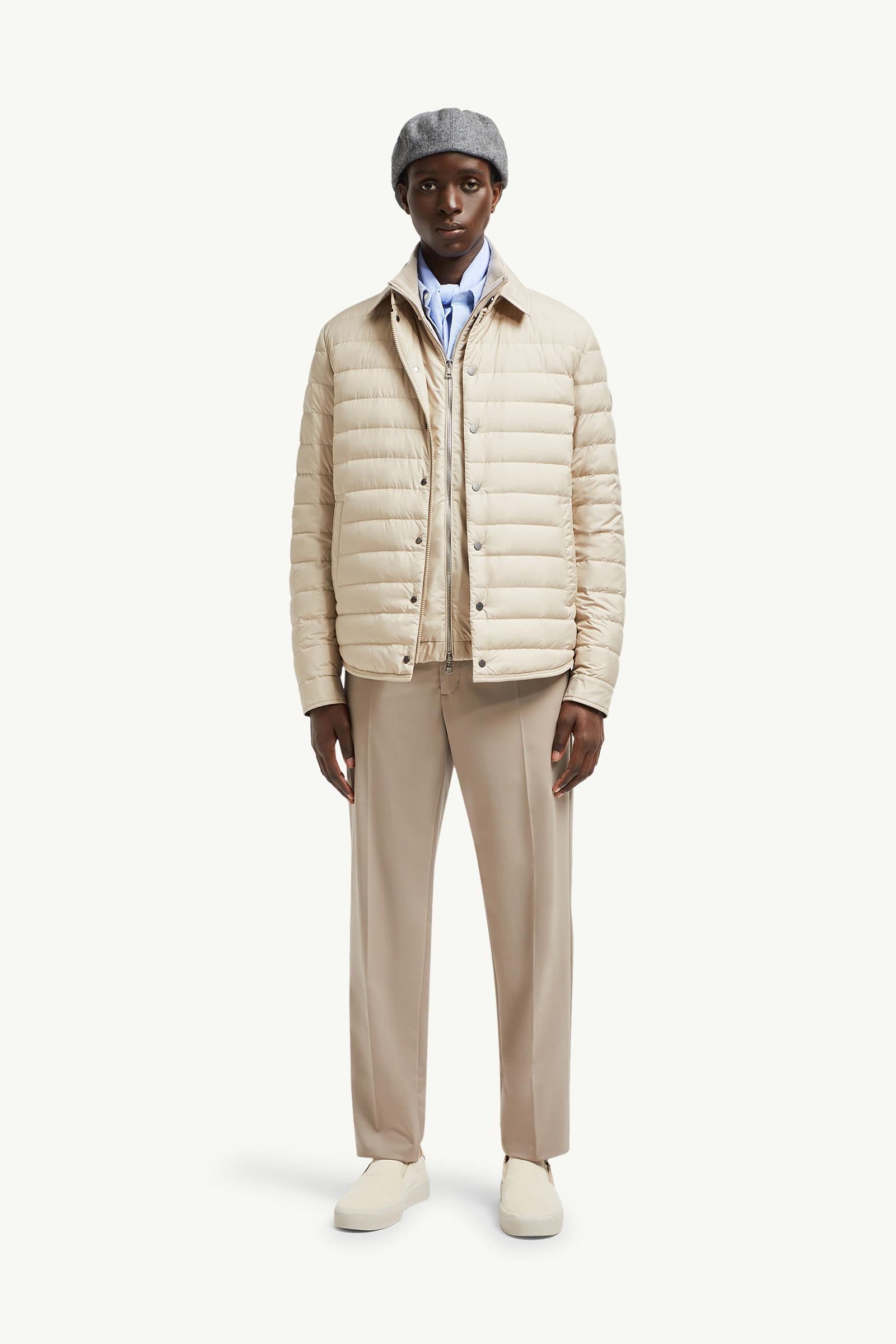 Light Beige Bourdon Down Shirt Jacket - Short Down Jackets