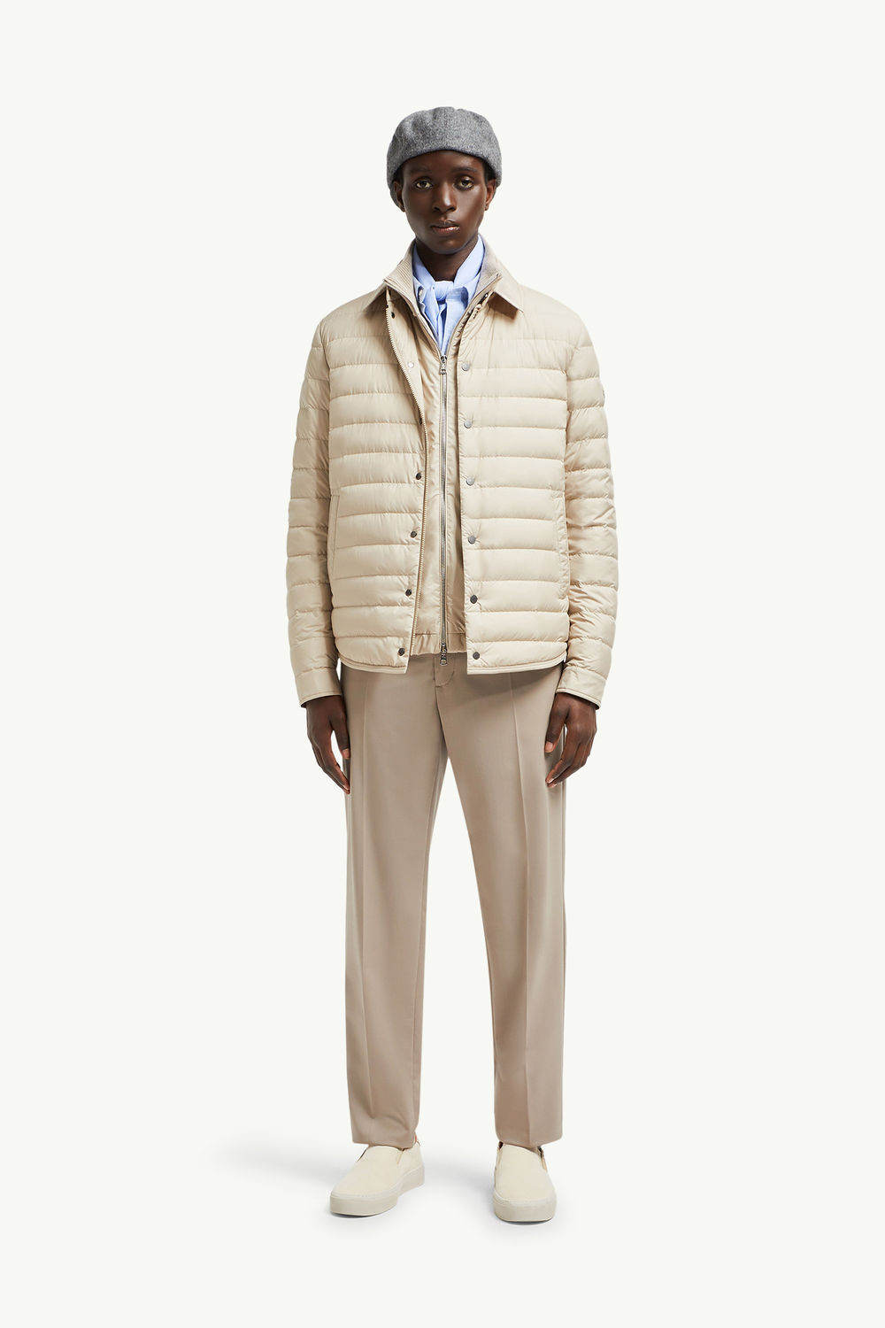 Bourdon Down Shirt Jacket Men Light Beige Moncler 0