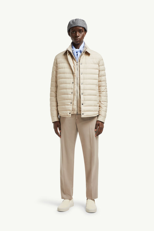 Bourdon Down Shirt Jacket Men Light Beige Moncler 0