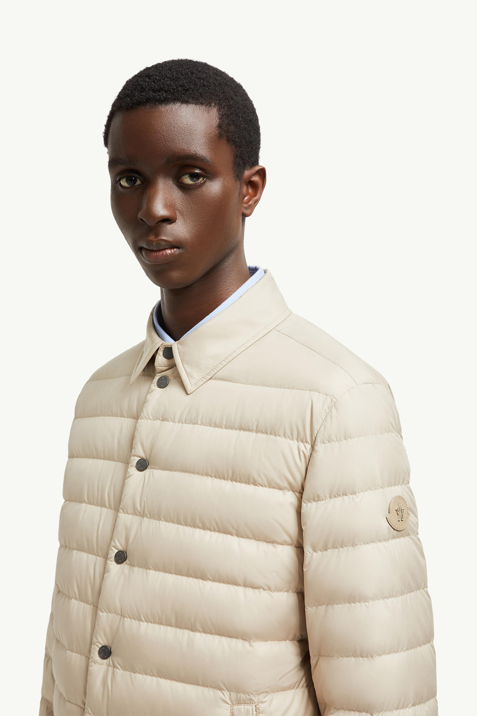 Bourdon Down Shirt Jacket Men Light Beige Moncler 1
