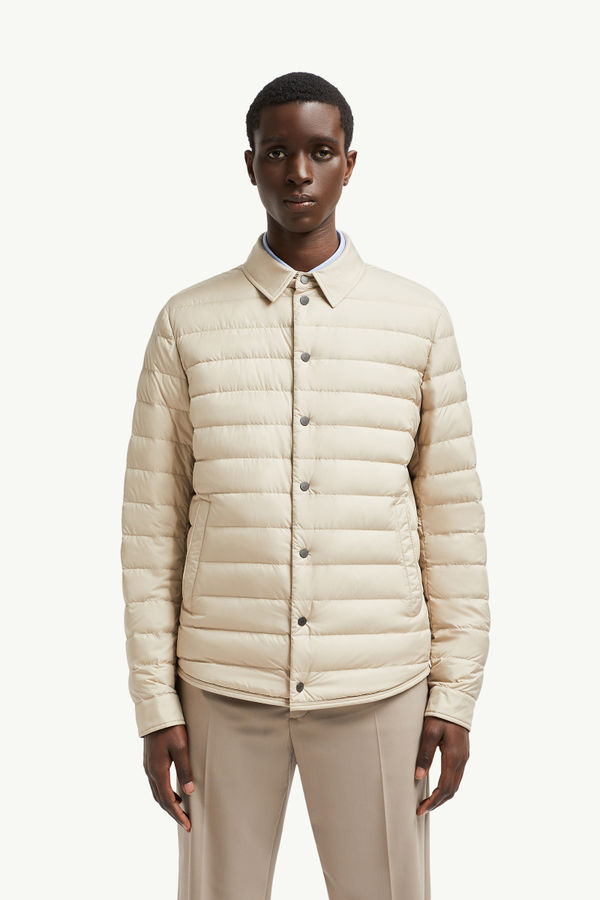 Bourdon Down Shirt Jacket Men Light Beige Moncler 3