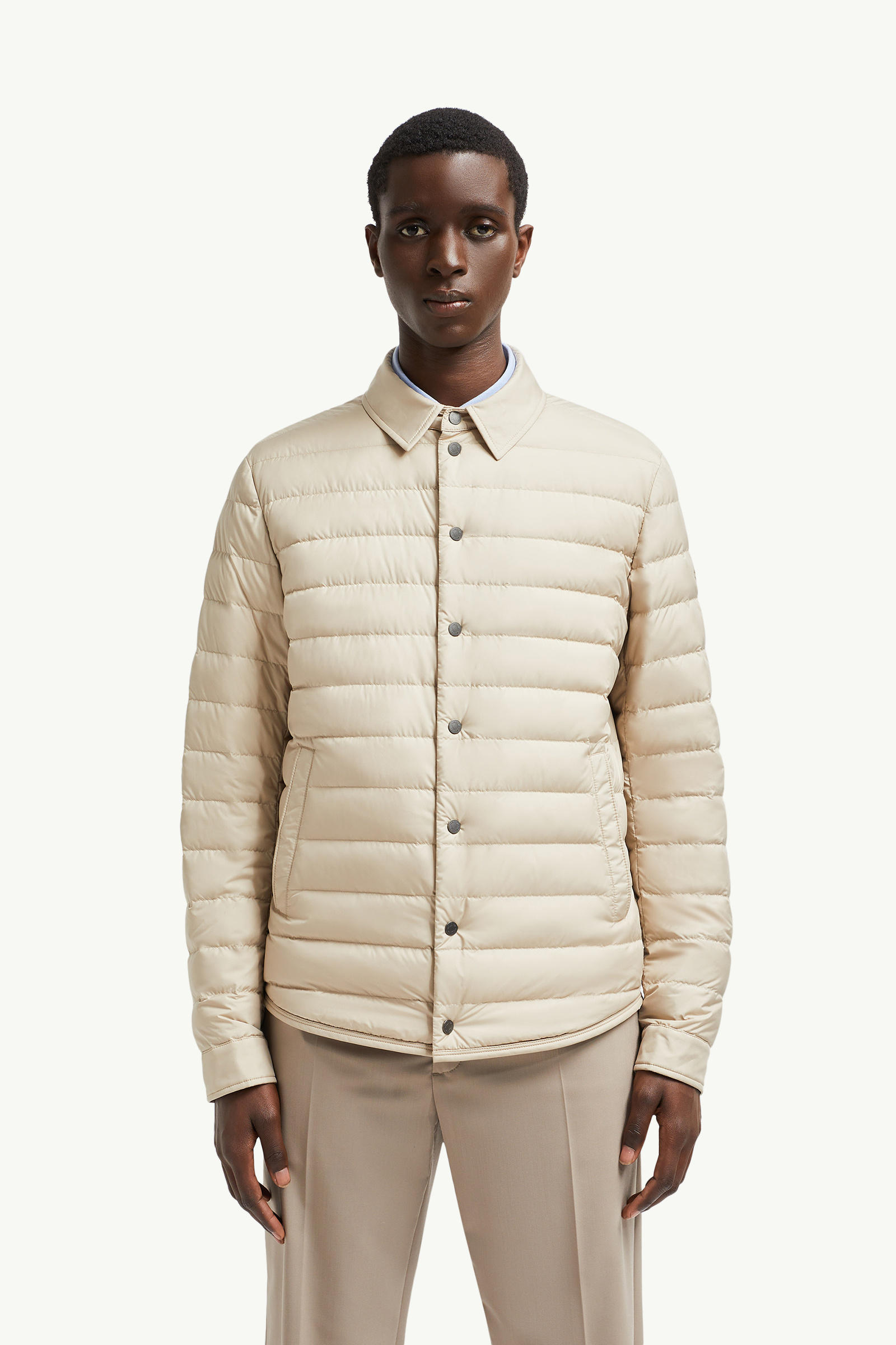 Bourdon Down Shirt Jacket Men Light Beige Moncler 3