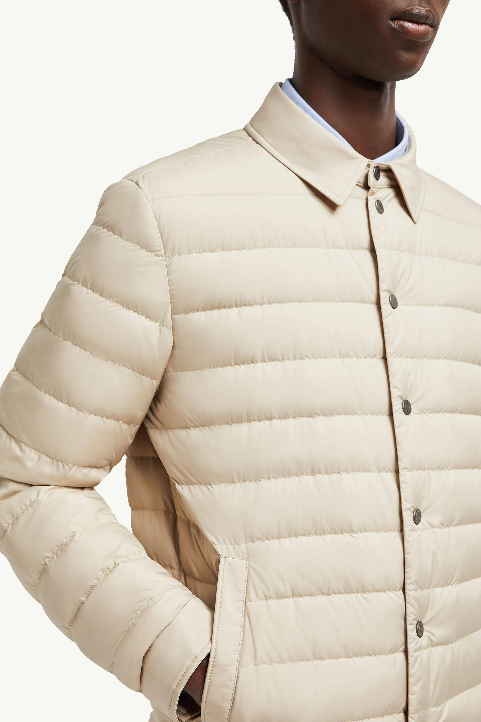 Bourdon Down Shirt Jacket Men Light Beige Moncler 6