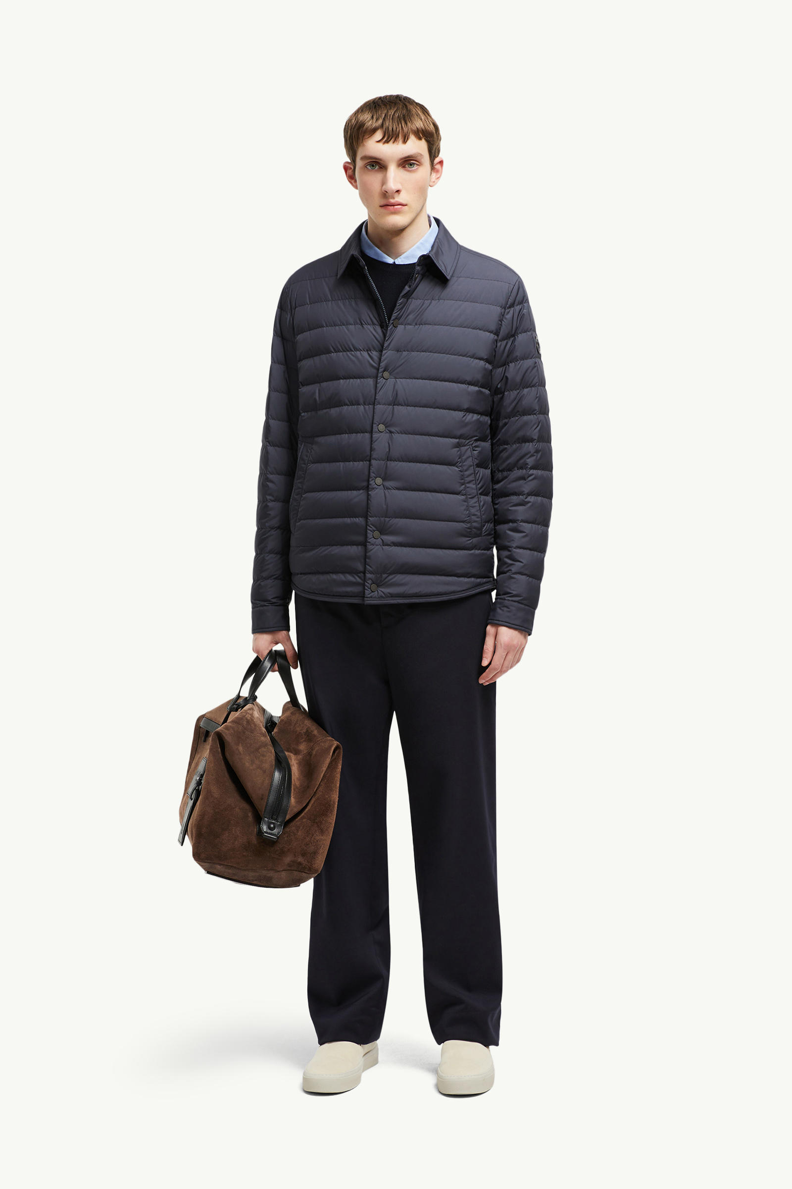 Bourdon Down Shirt Jacket Men Dark Blue Moncler 0