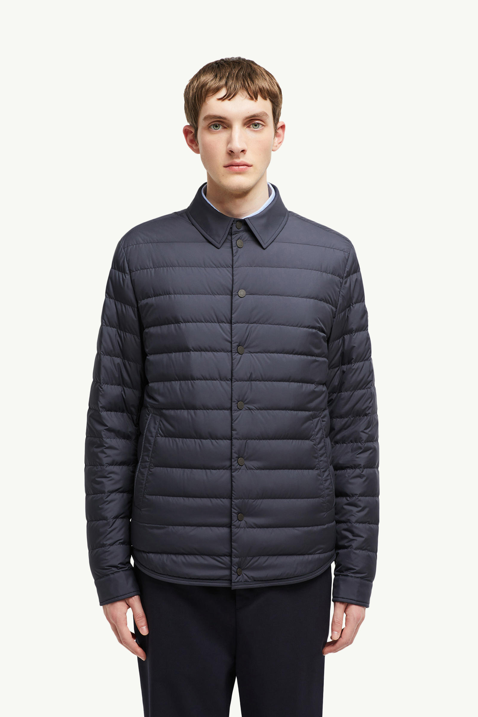 Bourdon Down Shirt Jacket Men Dark Blue Moncler 3