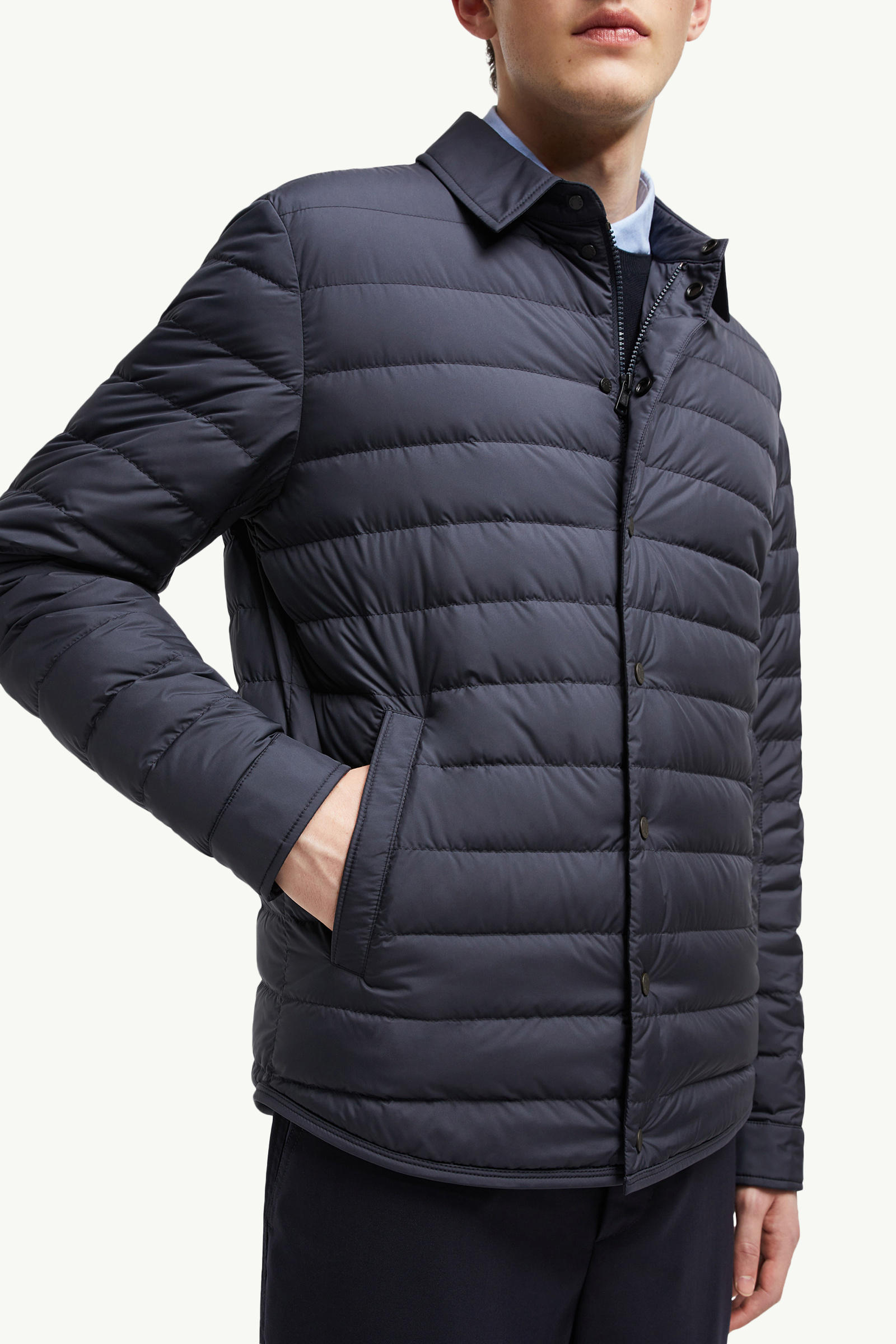 Bourdon Down Shirt Jacket Men Dark Blue Moncler 5
