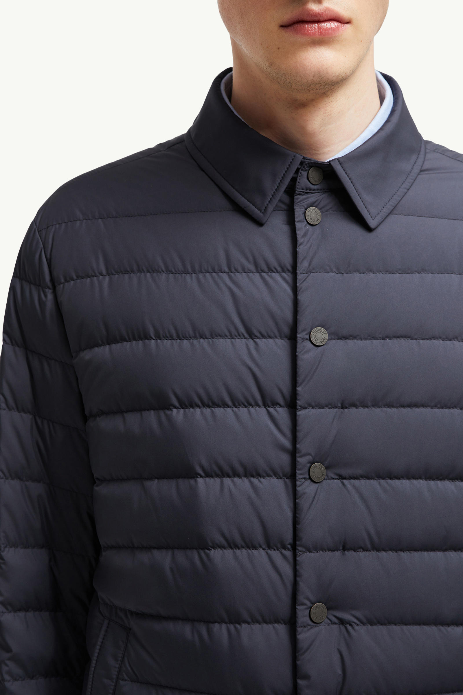 Bourdon Down Shirt Jacket Men Dark Blue Moncler 6