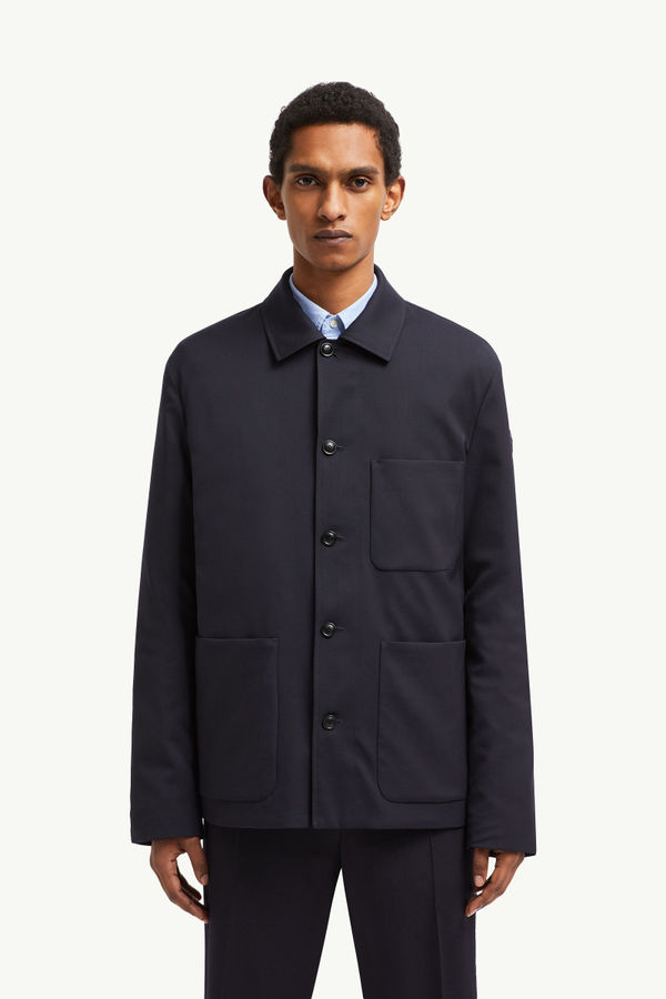 Plumel Wool Gabardine Down Shirt Jacket Men Navy Blue Moncler 3