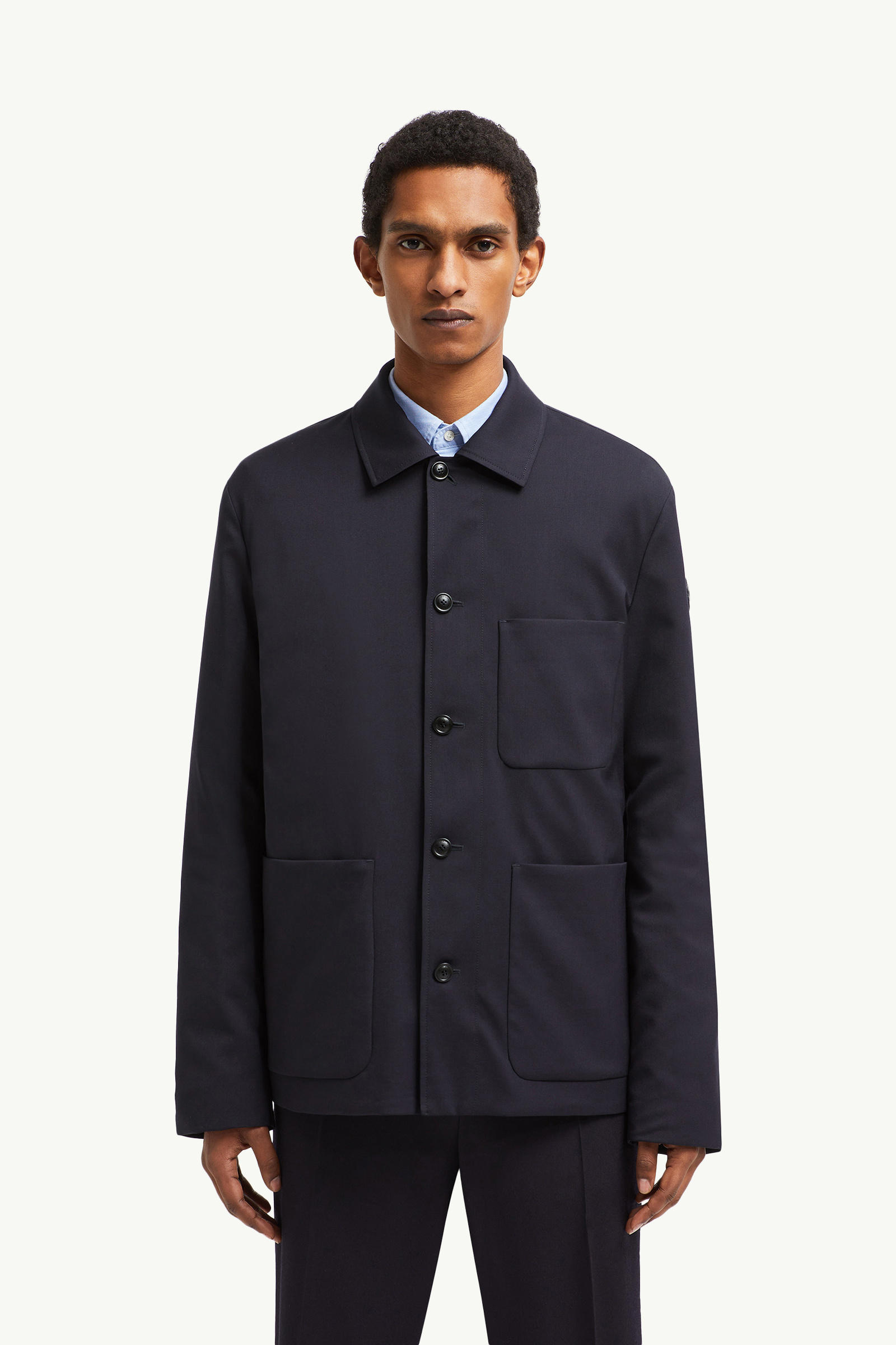 Plumel Wool Gabardine Down Shirt Jacket Men Navy Blue Moncler 3