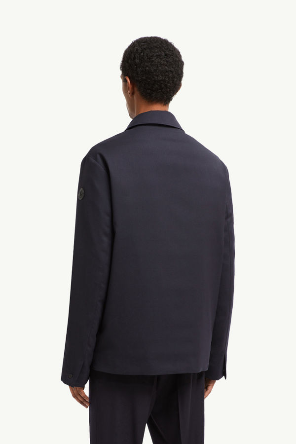 Plumel Wool Gabardine Down Shirt Jacket Men Navy Blue Moncler 4