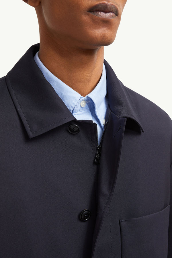 Plumel Wool Gabardine Down Shirt Jacket Men Navy Blue Moncler 6