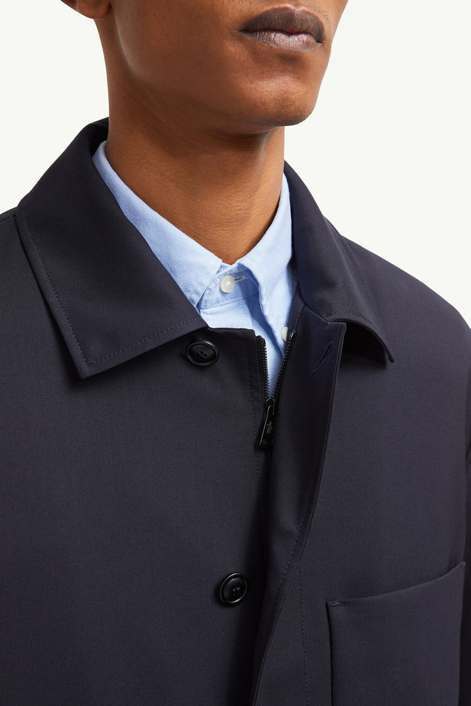 Plumel Wool Gabardine Down Shirt Jacket Men Navy Blue Moncler 6