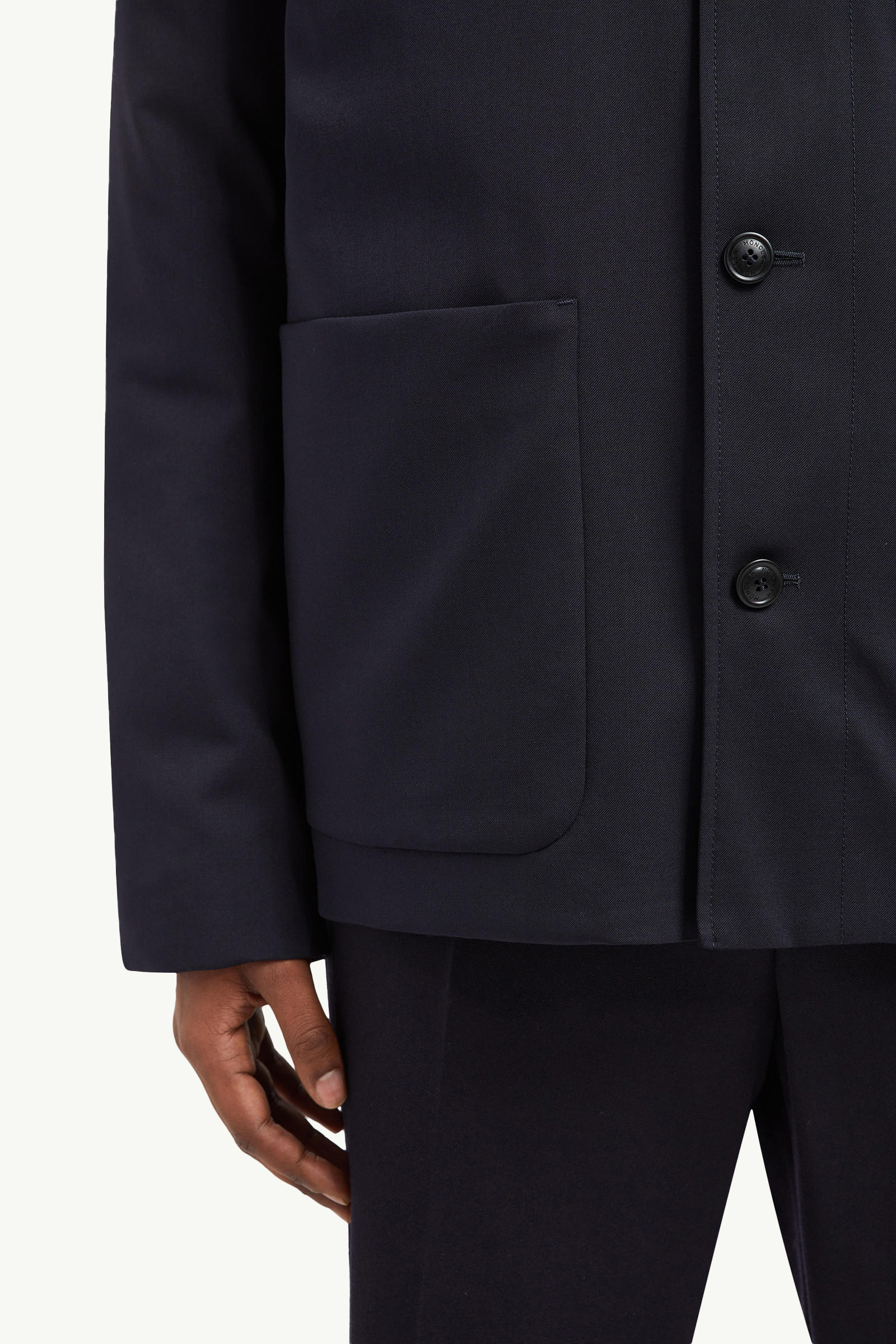 Plumel Wool Gabardine Down Shirt Jacket Men Navy Blue Moncler 7