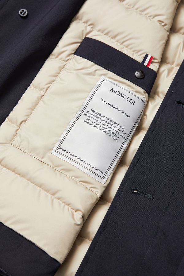 Plumel Wool Gabardine Down Shirt Jacket Men Navy Blue Moncler 8