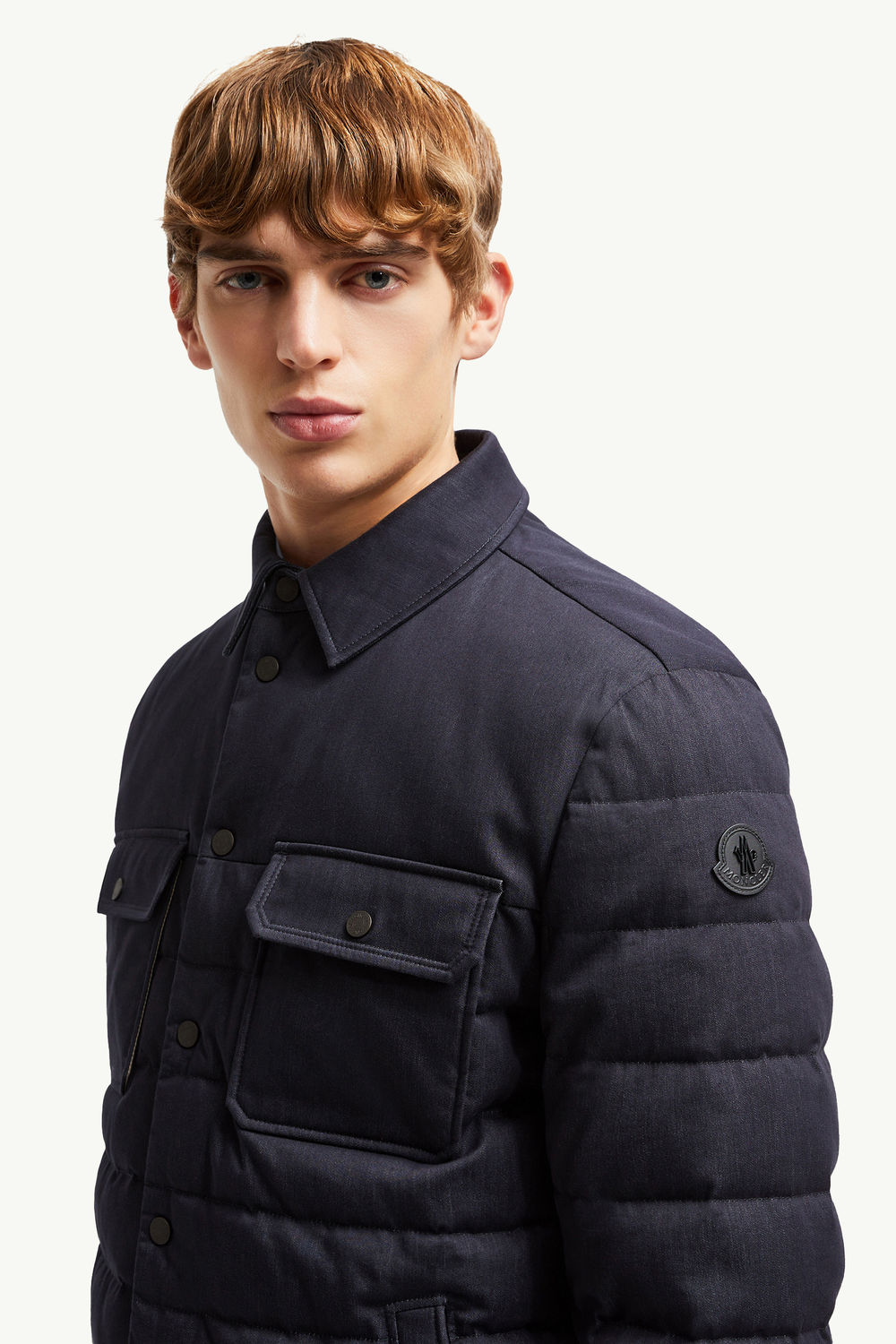 Mirmandix Chambray Down Shirt Jacket Men Navy Blue Moncler 1