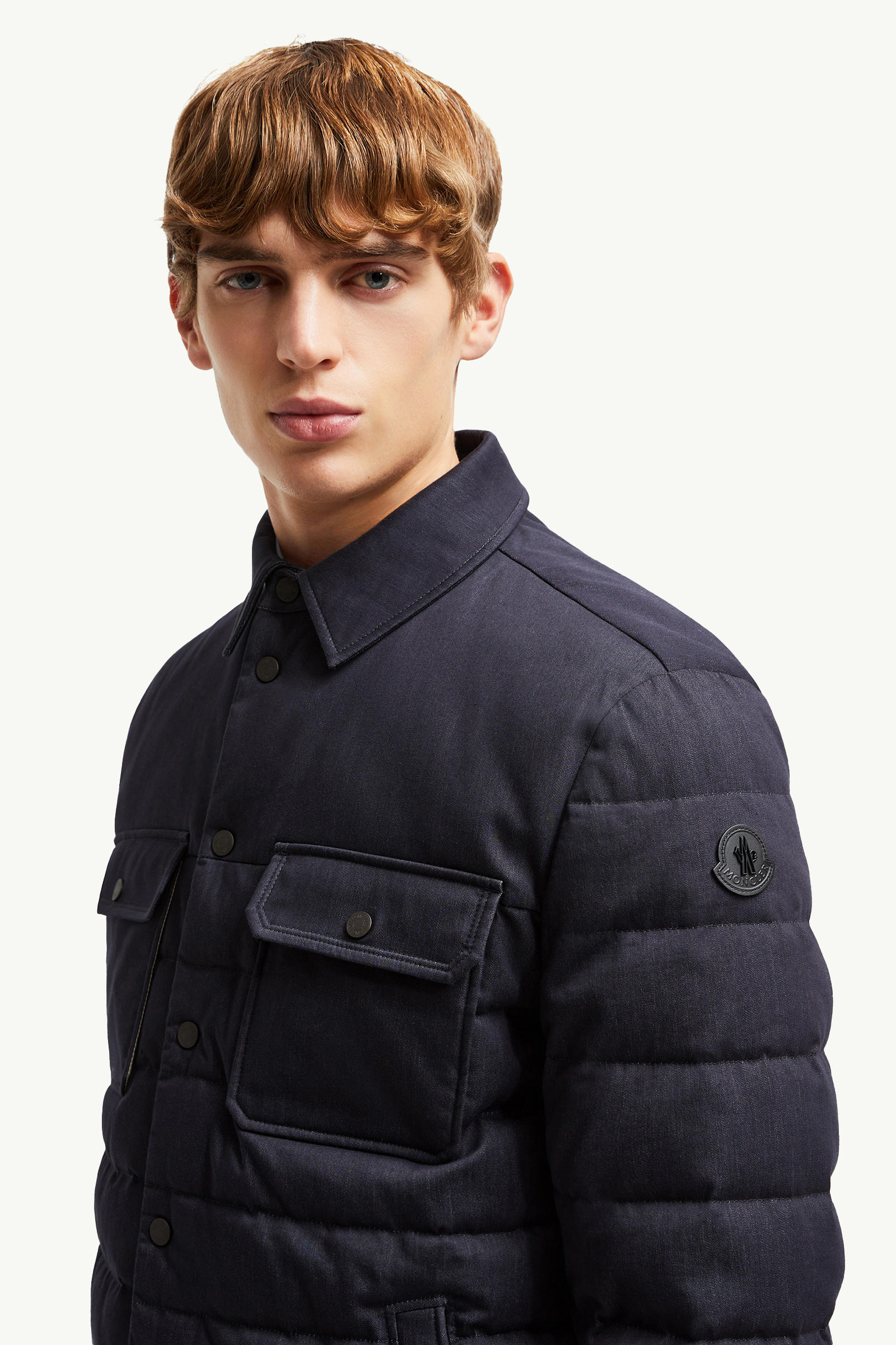 Mirmandix 샴브레이 다운 셔츠 재킷 남성 네이비 블루 Moncler 1