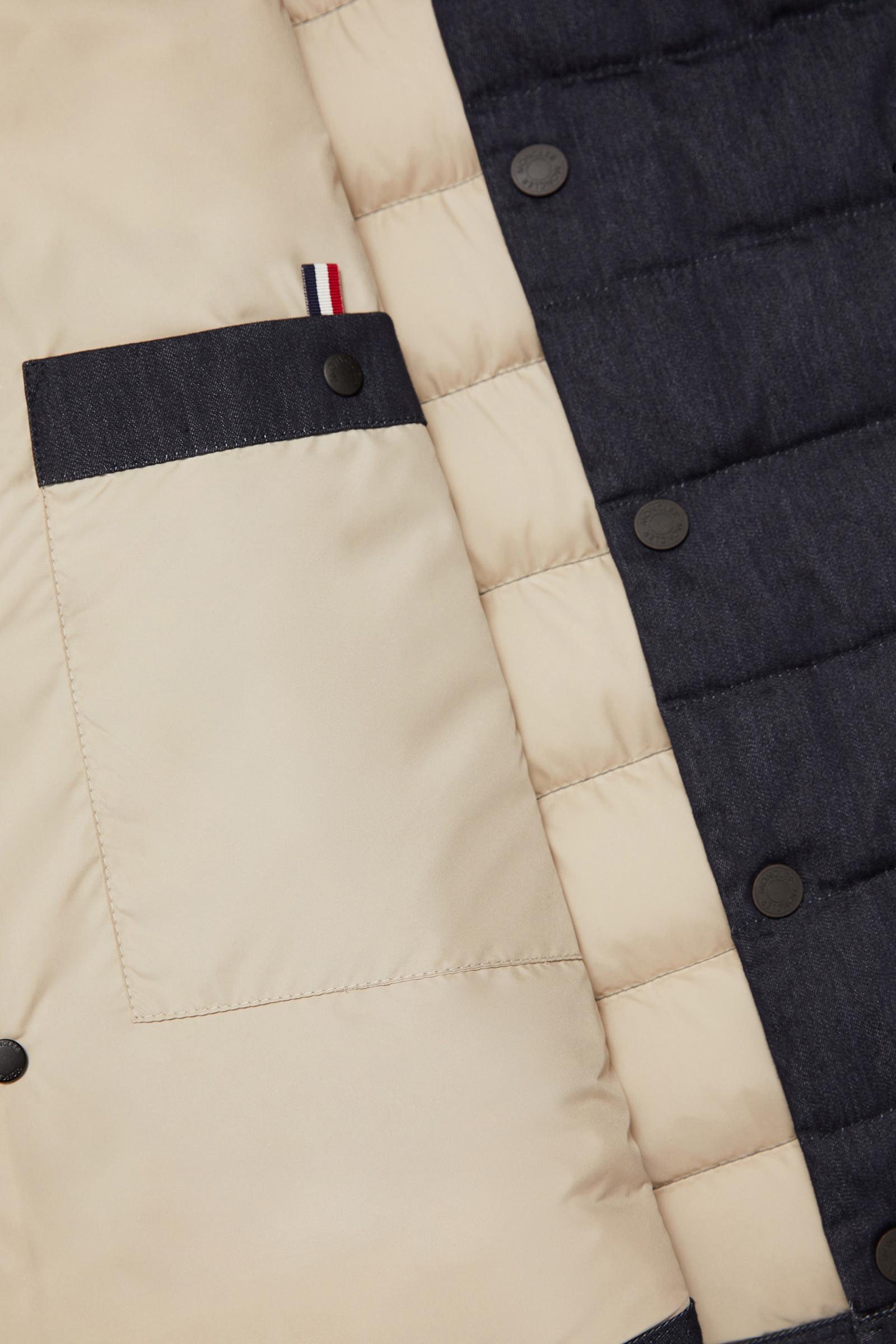 Navy Blue Mirmandix Chambray Down Shirt Jacket - Short Down