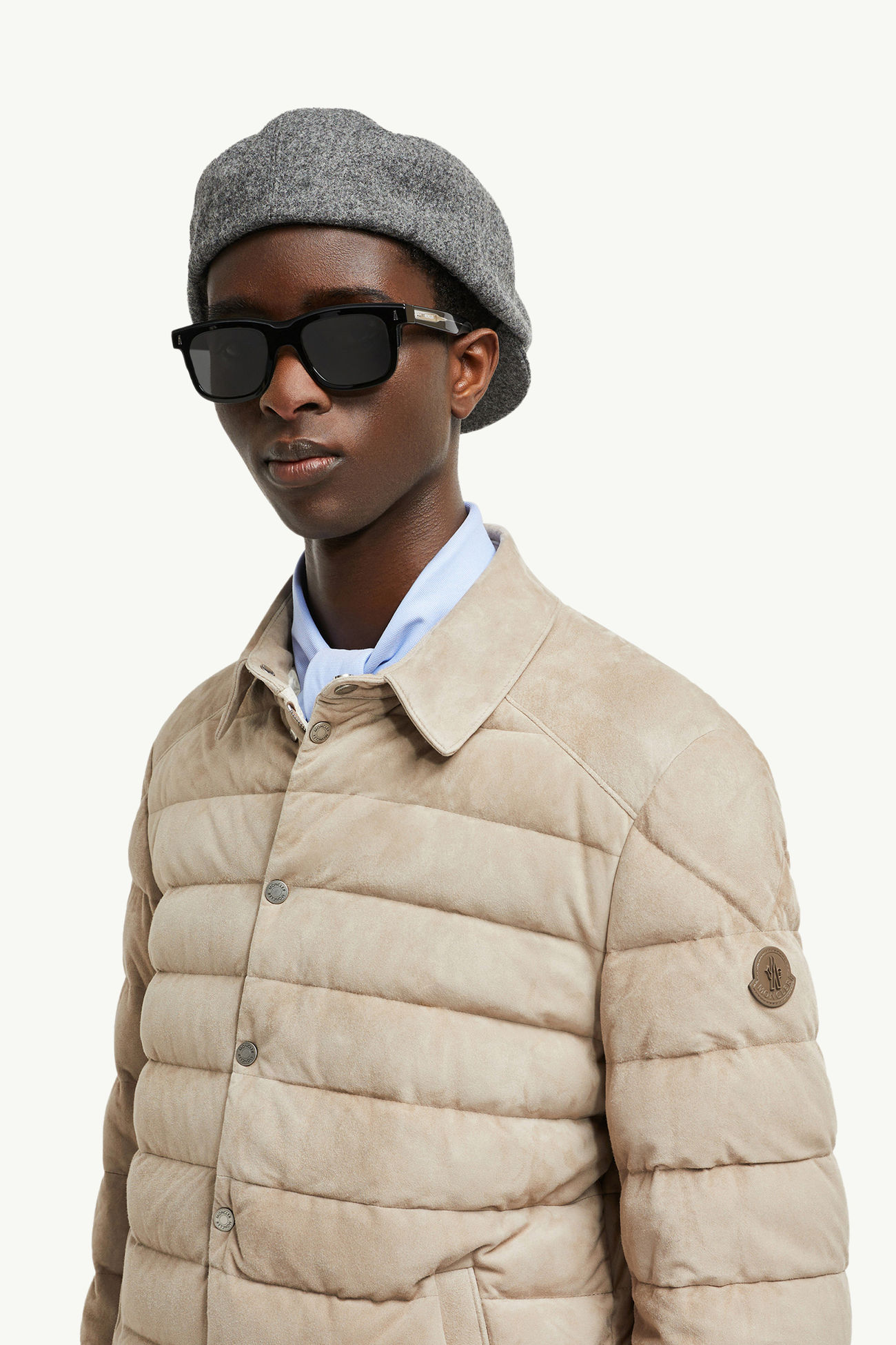 Chaqueta camisera con plumón de ante Etale Hombre Marrón Moncler 1