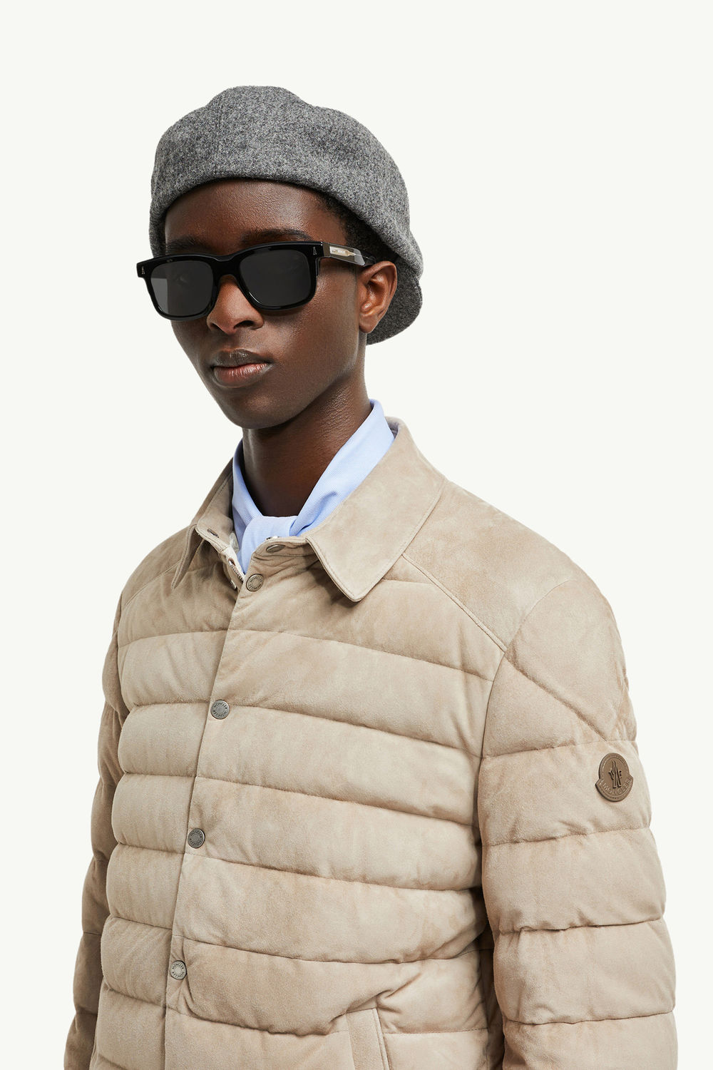 Etale Suede Down Shirt Jacket Men Brown Moncler 1