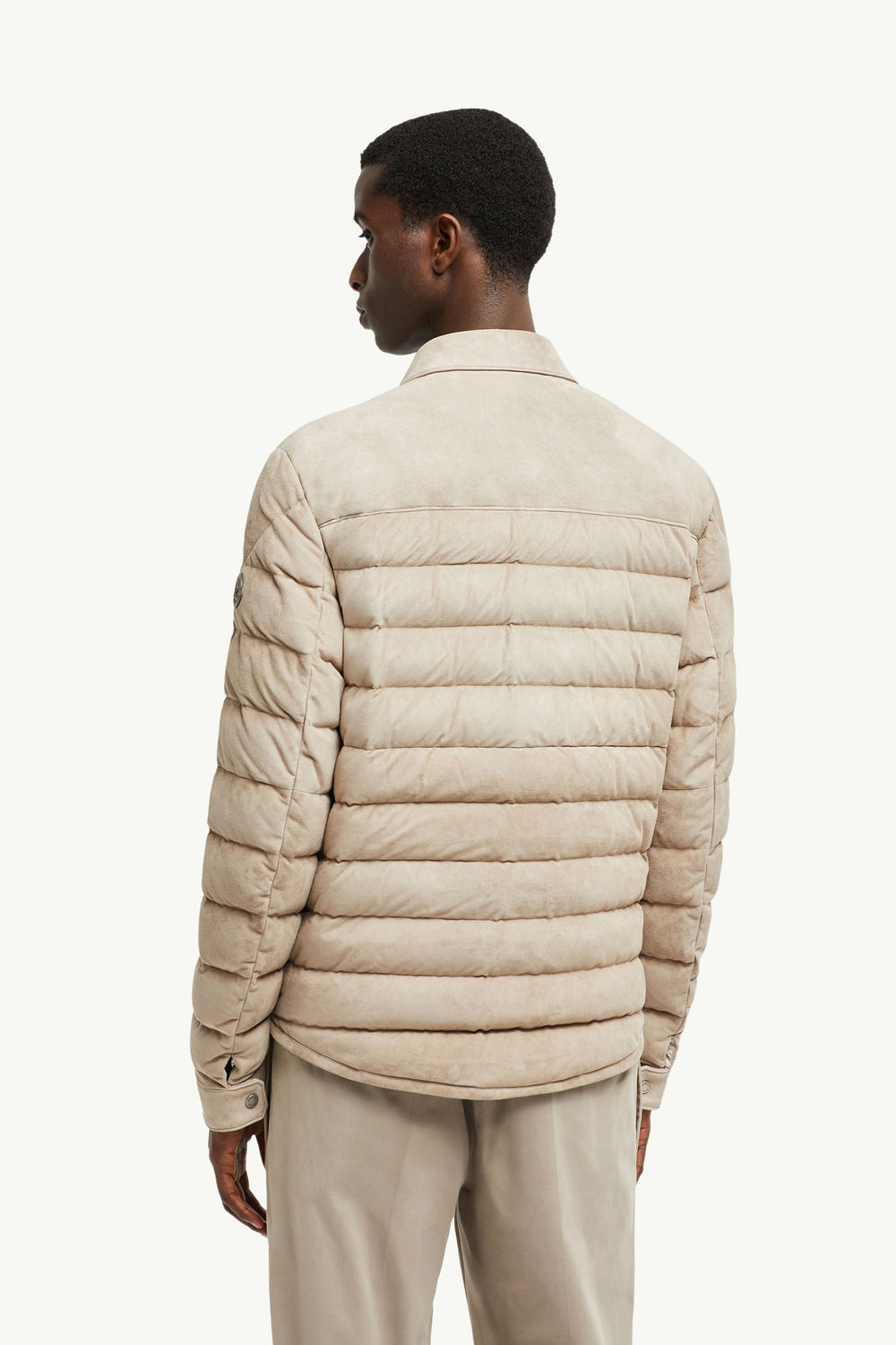Etale Suede Down Shirt Jacket Men Brown Moncler 4