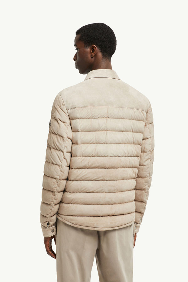 Etale Suede Down Shirt Jacket Men Brown Moncler 4