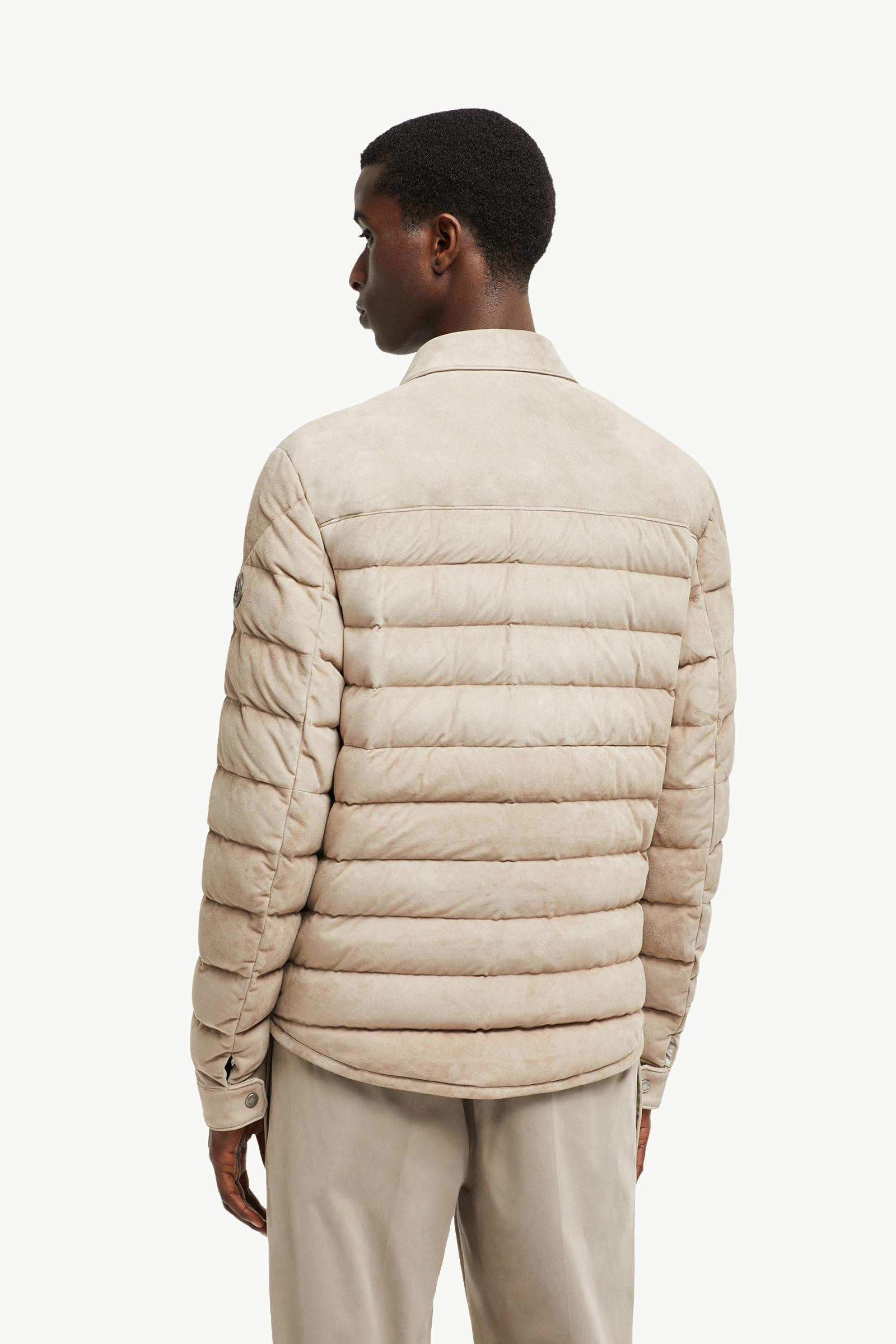Etale Suede Down Shirt Jacket Men Brown Moncler 4