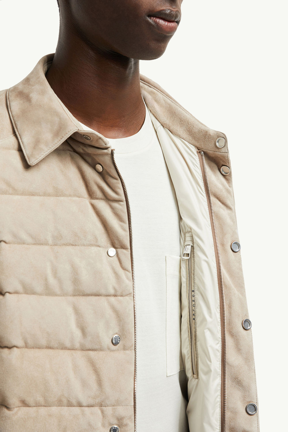 Etale Suede Down Shirt Jacket Men Brown Moncler 5