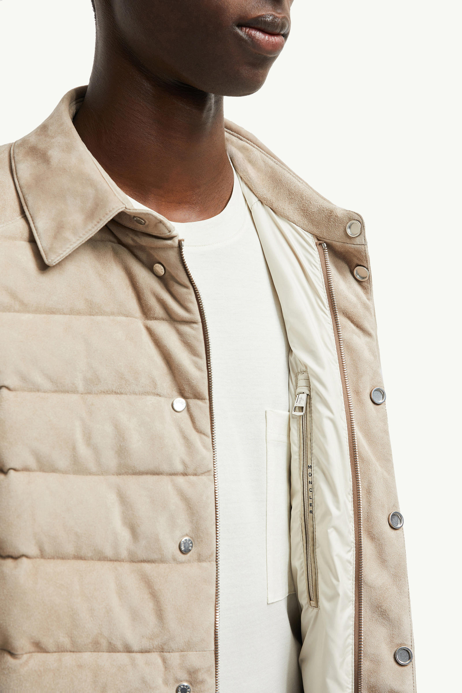 Etale Suede Down Shirt Jacket Men Brown Moncler 5